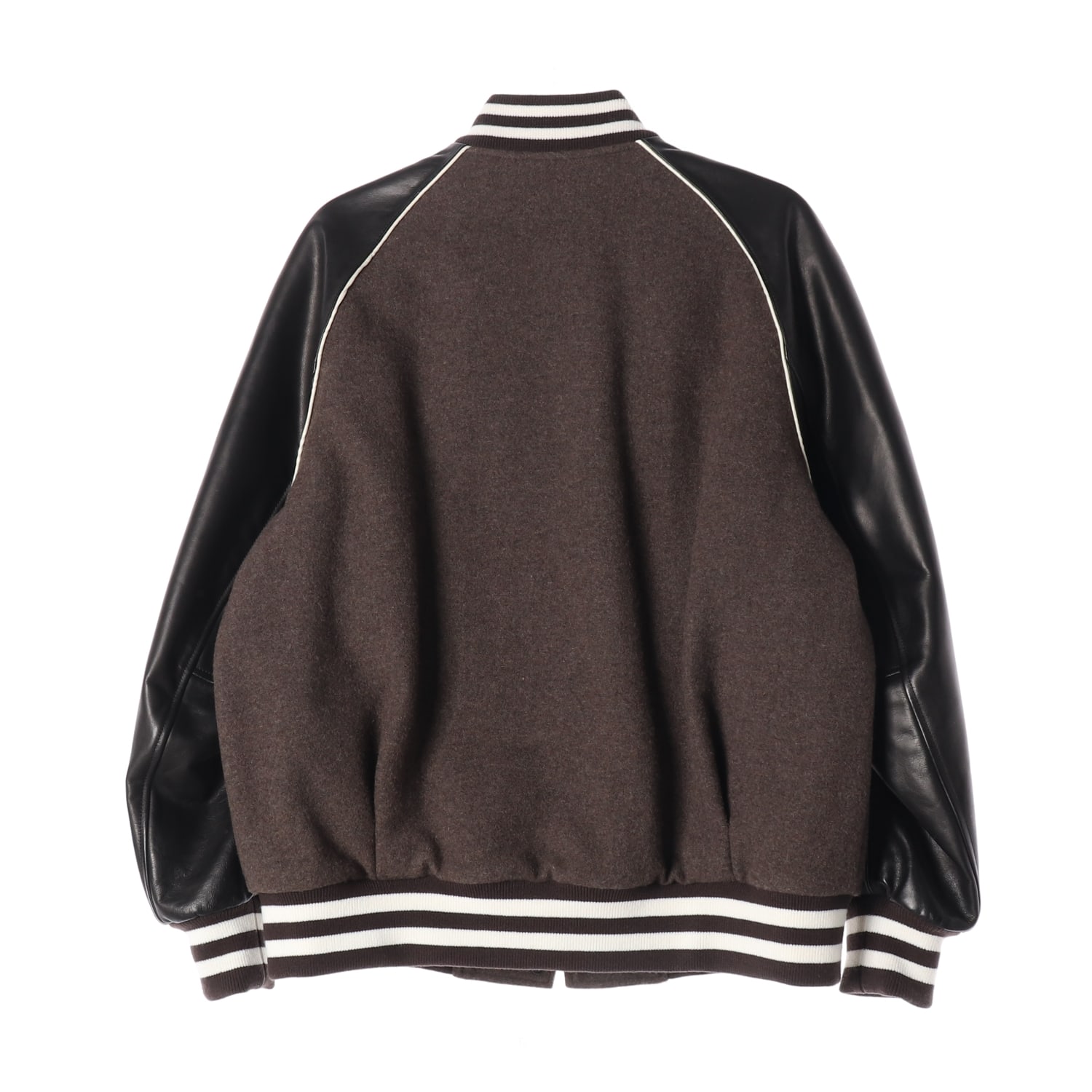 비이커 22FW 울 블렌드 레더 슬리브 바시티 재킷 이미지 3