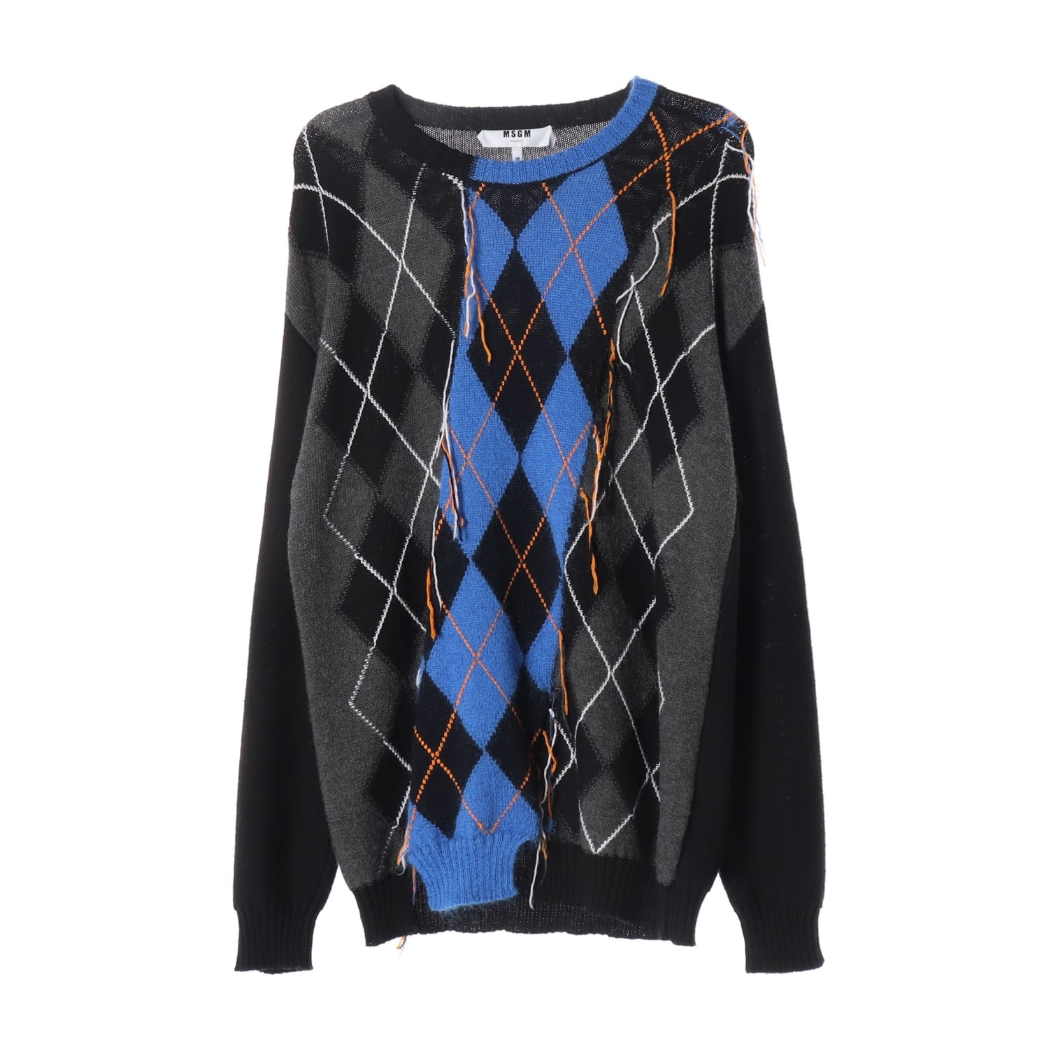 엠에스지엠 MSGM 디스트레스드 아가일 패턴 모헤어 니트 스웨터 이미지 1