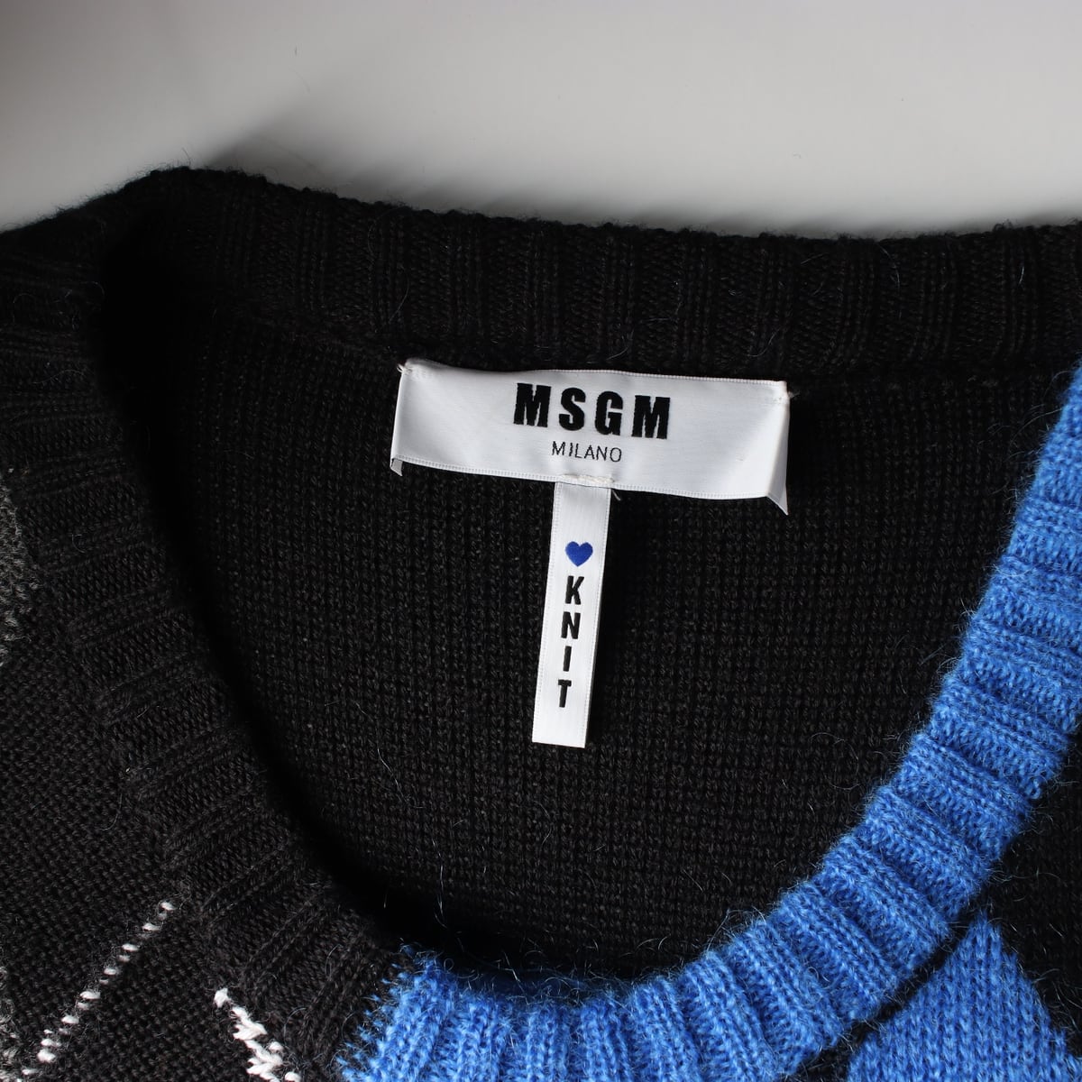 엠에스지엠 MSGM 디스트레스드 아가일 패턴 모헤어 니트 스웨터 상세 이미지 3