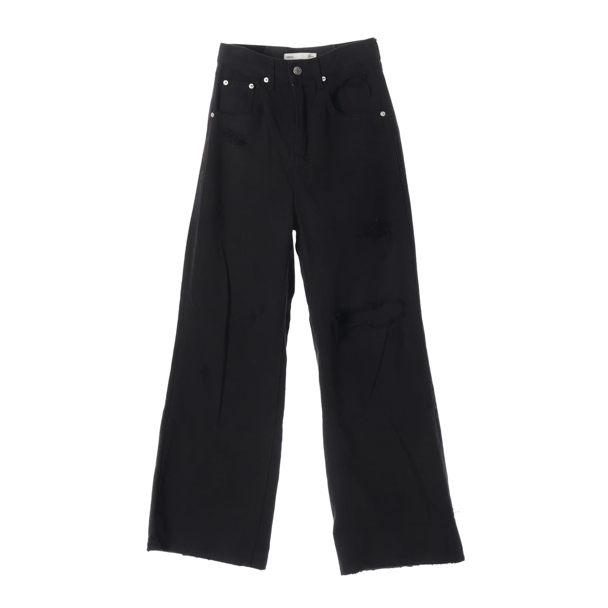 마뗑킴 21FW 디스트로이드 와이드 데님 팬츠 블랙진 상세 이미지 1