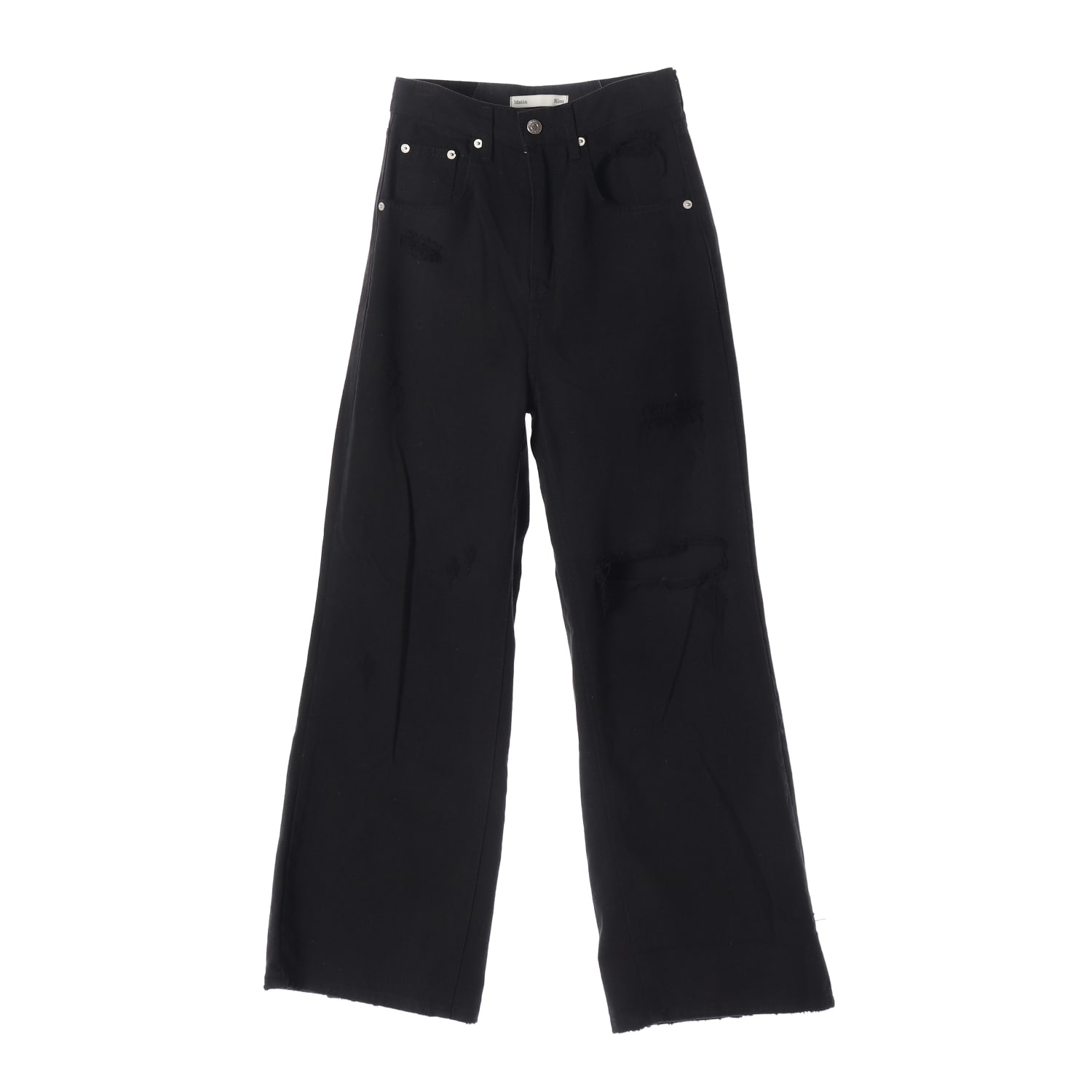 마뗑킴 21FW 디스트로이드 와이드 데님 팬츠 블랙진 이미지 1
