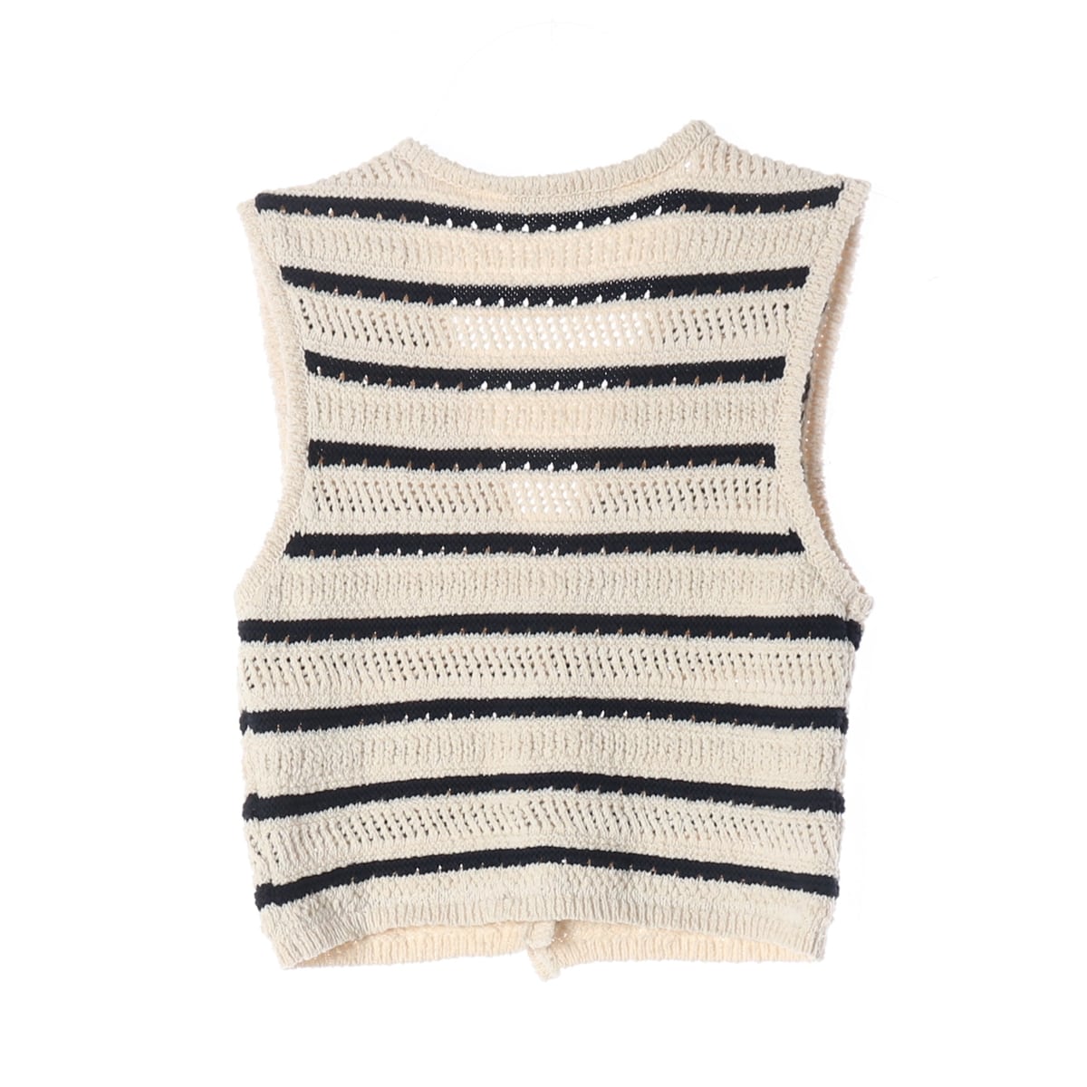 자라 골드 버튼 스트라이프 니트 브이넥 조끼 베스트 상세 이미지 2