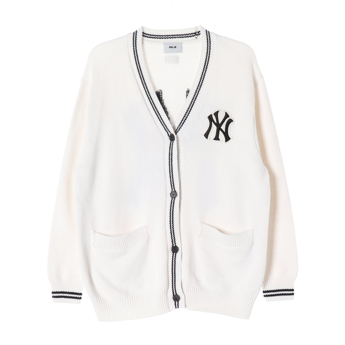 엠엘비 MLB 21FW 뉴욕 양키스 로고 니트 가디건 아이보리 상세 이미지 1