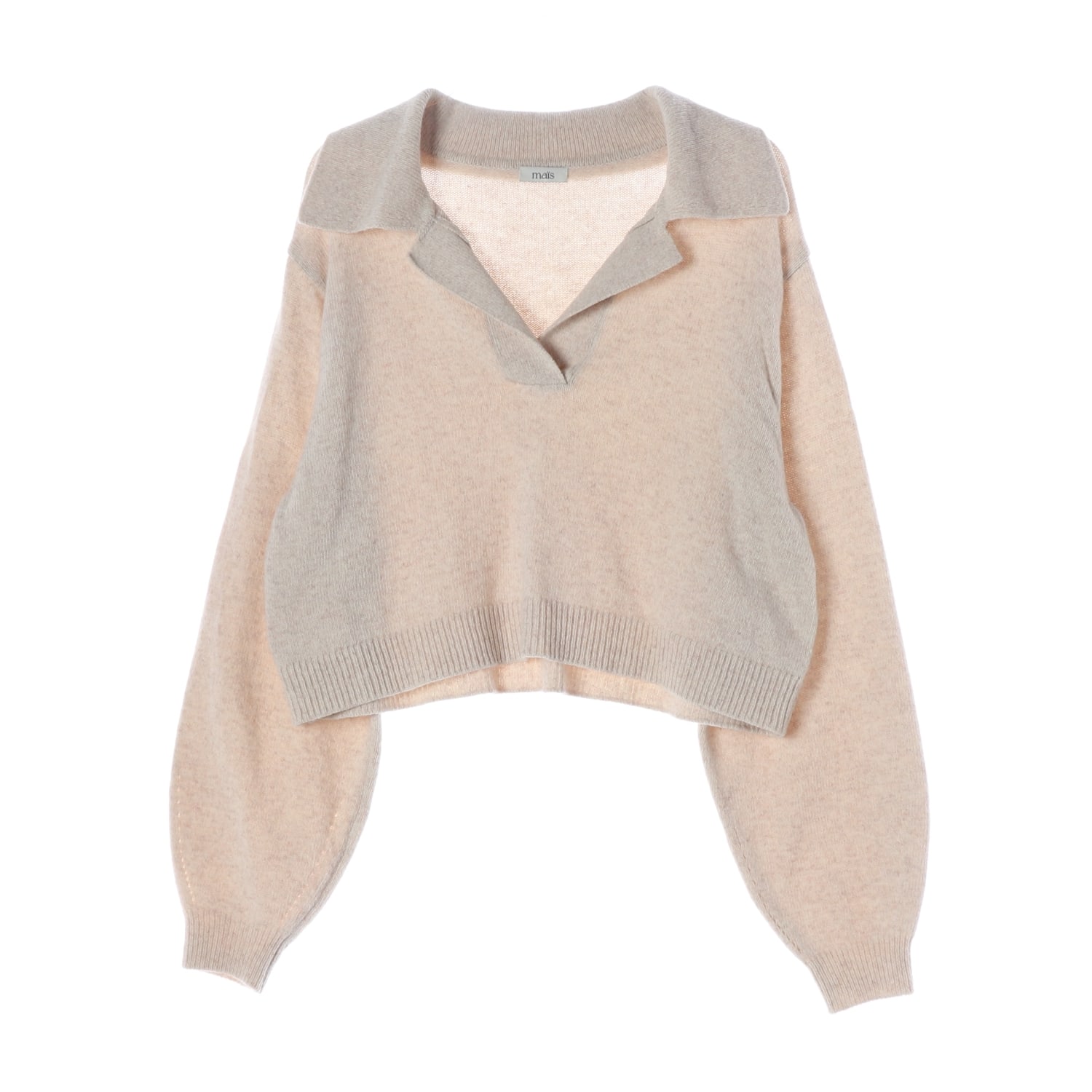 마이스 울 블렌드 크롭 카라 니트 스웨터 이미지 1
