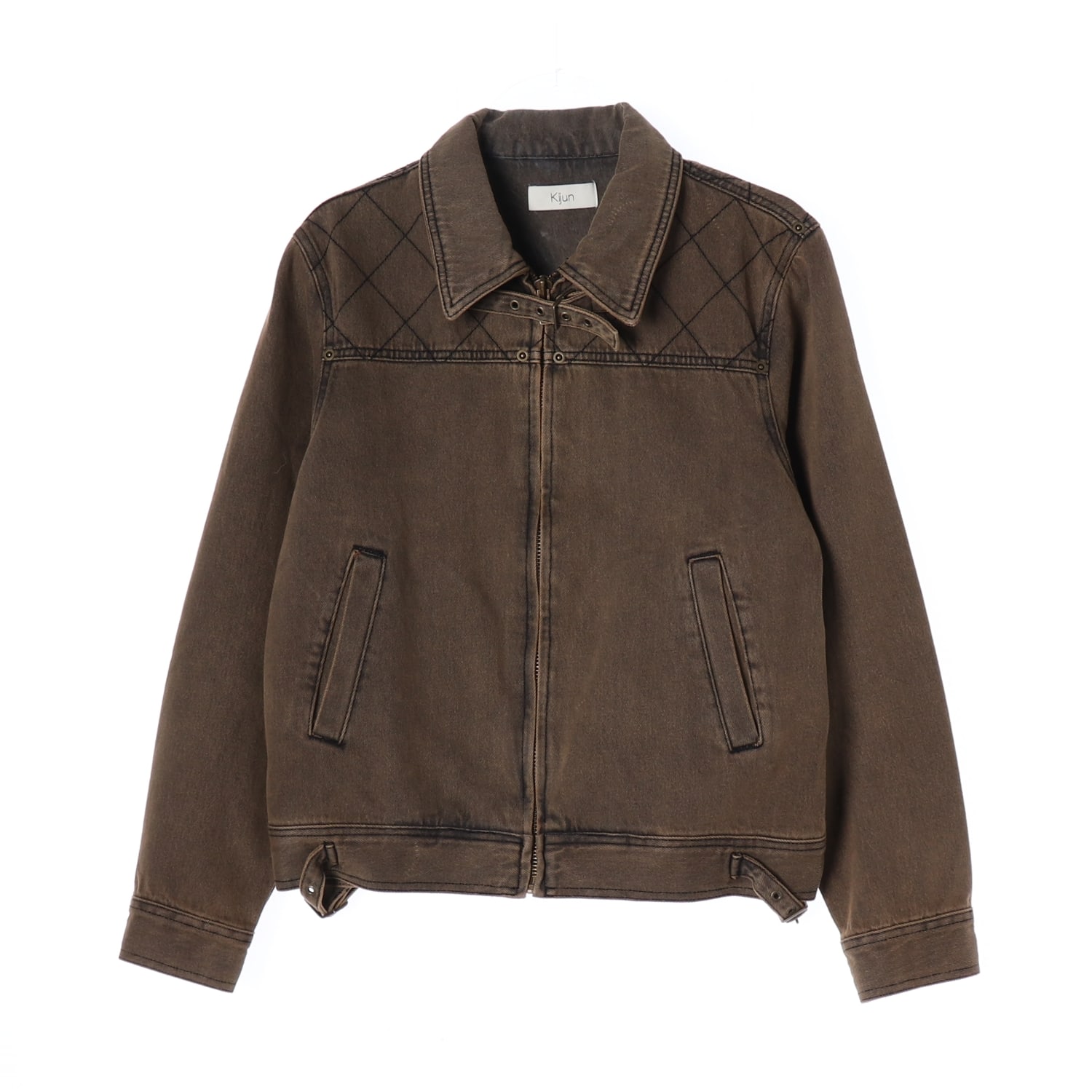 기준 24FW 스티치 데님 자켓 퀼팅 코튼재킷 차콜 브라운 이미지 1