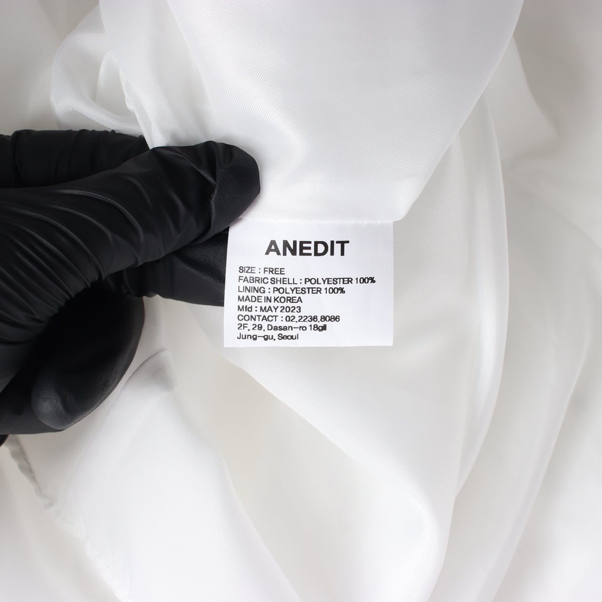 언에디트 ANEDIT 23SS 시어서커 퍼프 반팔 롱 랩 원피스 아이보리 상세 이미지 4