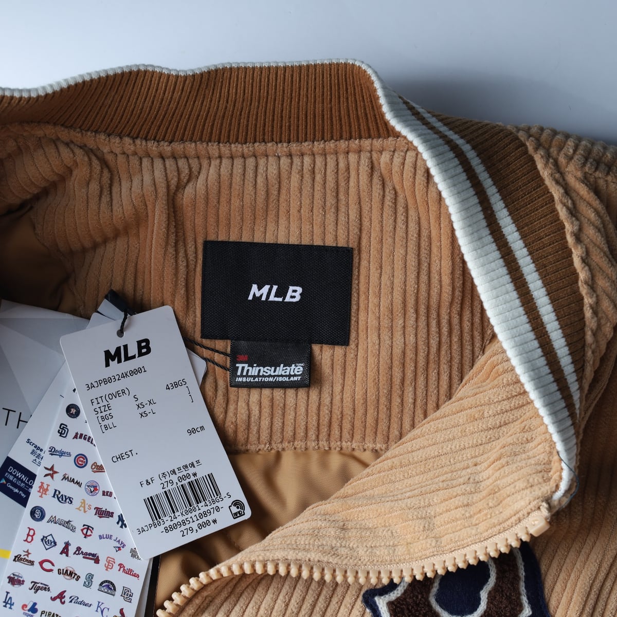 (새상품) 엠엘비 MLB 22FW 베이직 코듀로이 베이스볼 점퍼 바시티 재킷 상세 이미지 4