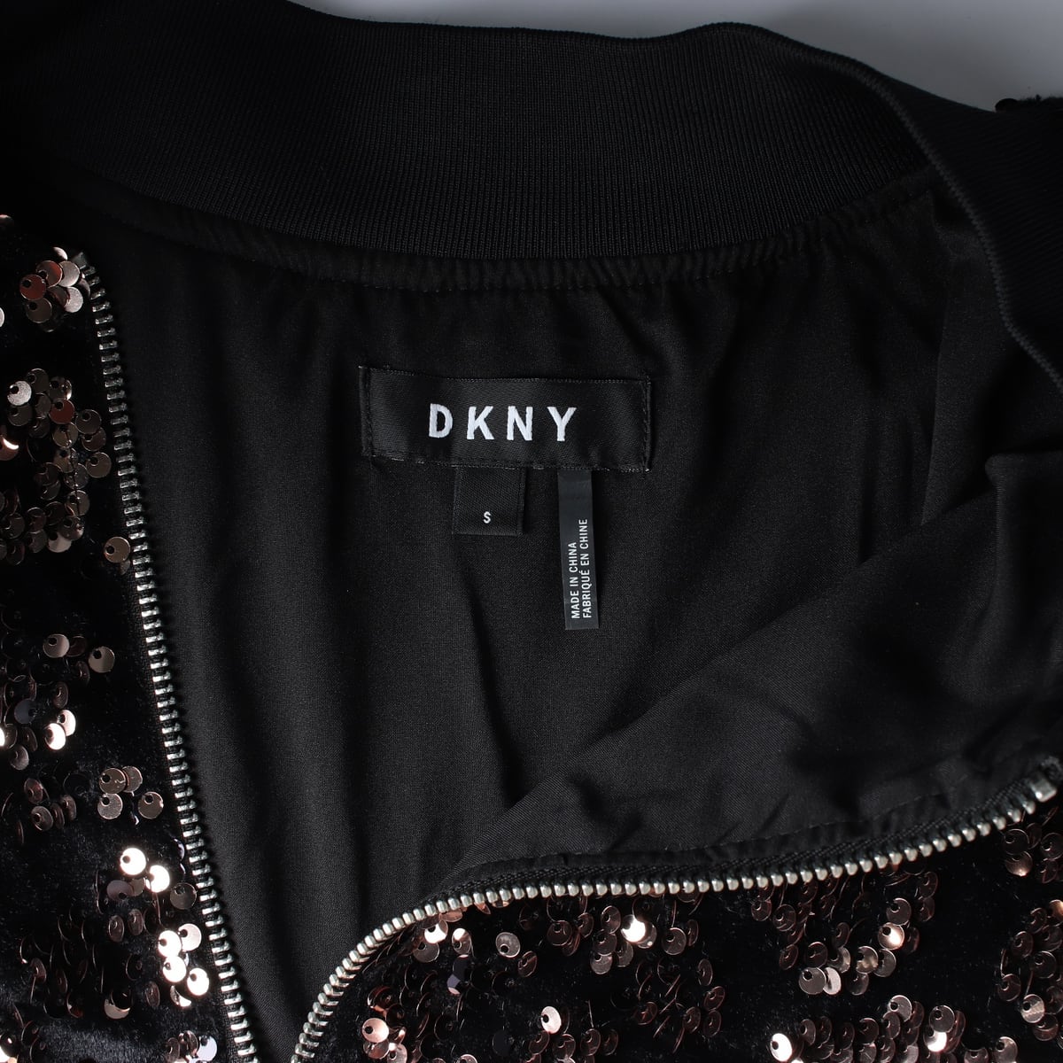 디케이엔와이 DKNY 시퀸 스팽글 블루종 집업 점퍼 재킷 상세 이미지 4