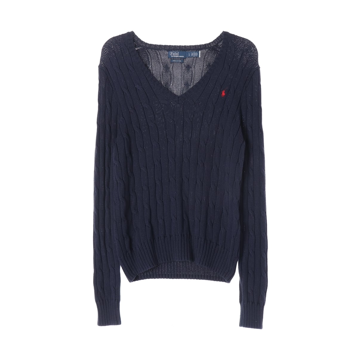 폴로 랄프 로렌 신형 피마 코튼 케이블 니트 브이넥 스웨터 네이비 상세 이미지 1