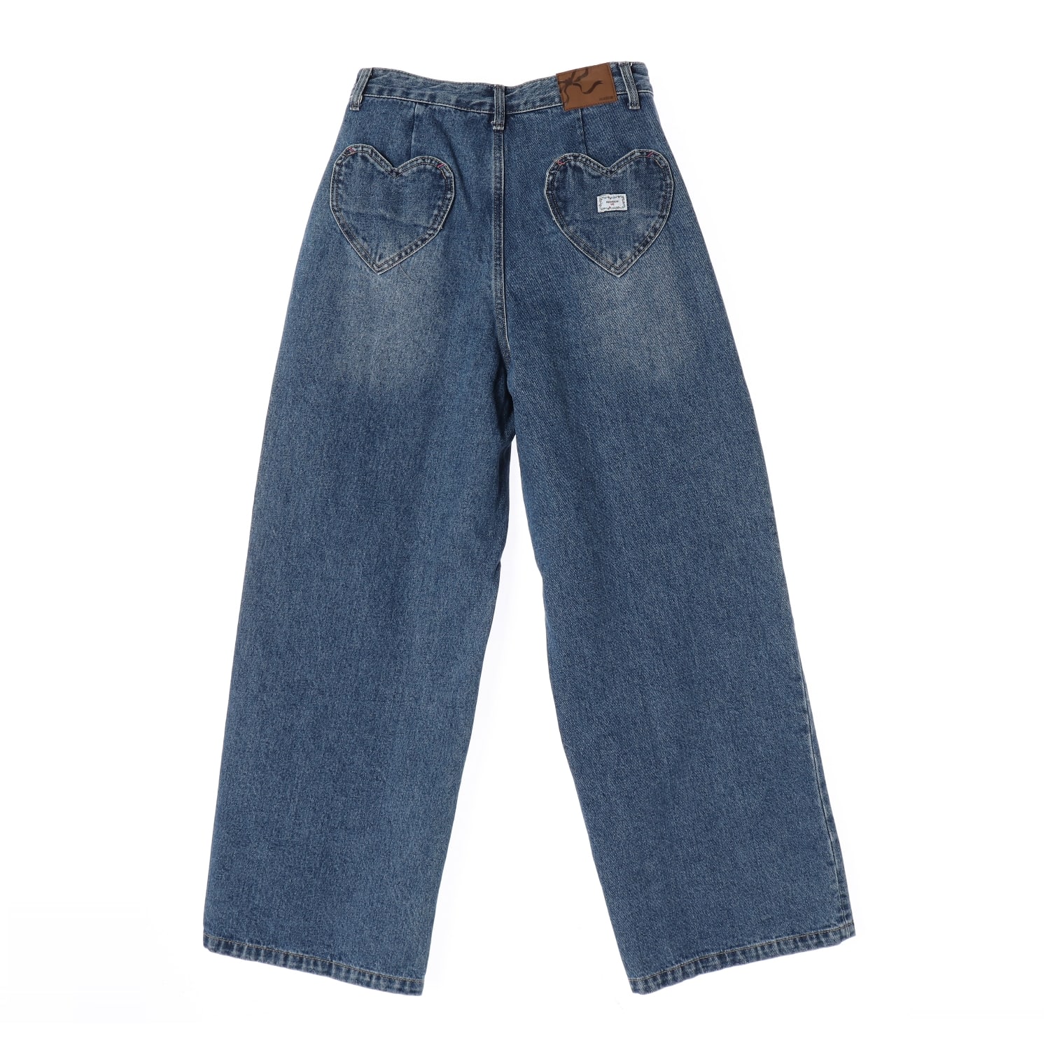 론론 하트 포켓 와이드 스트레이트 데님팬츠 청바지 이미지 2