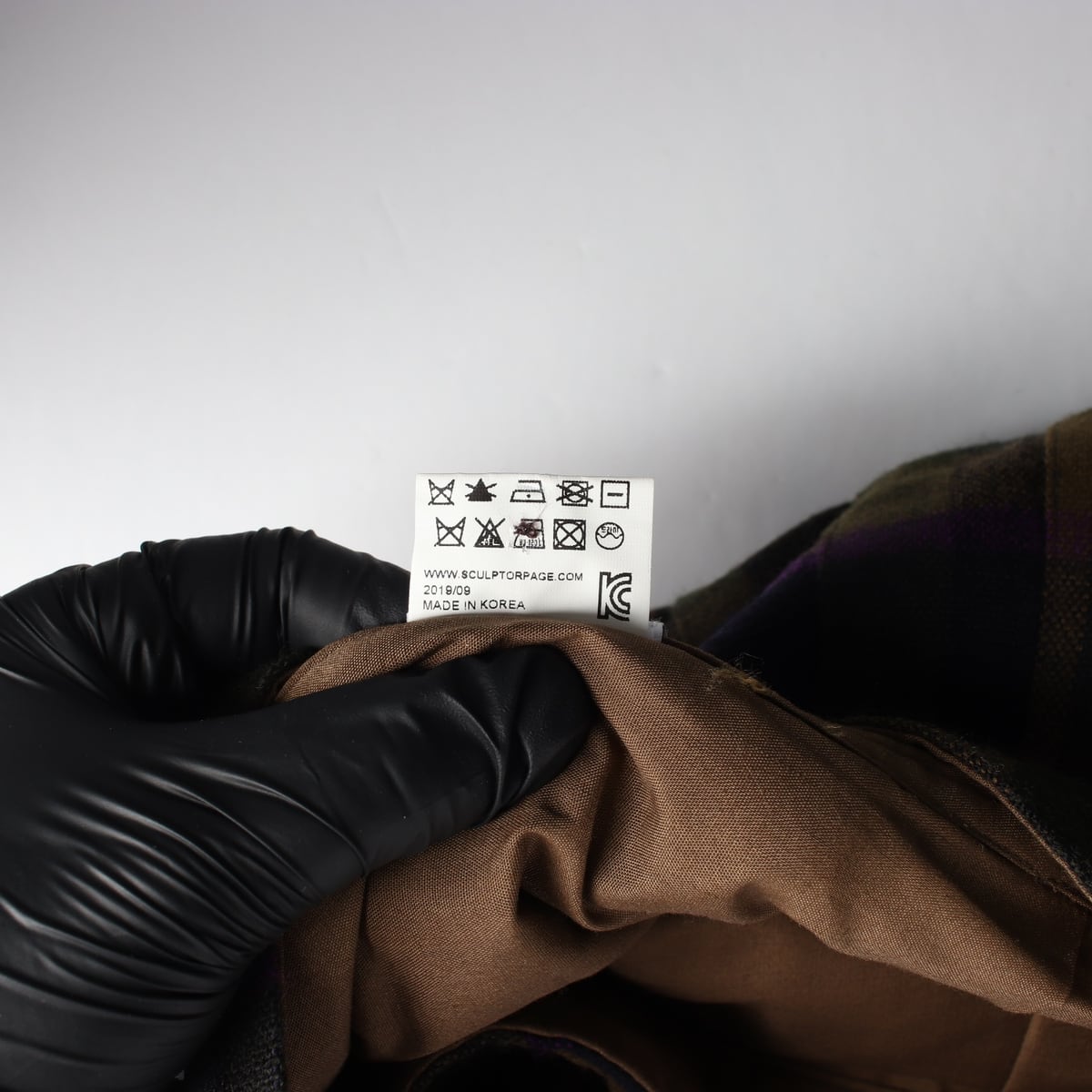 스컬프터 빈티지 체크 플리츠 버클 스커트 카키 퍼플 상세 이미지 5