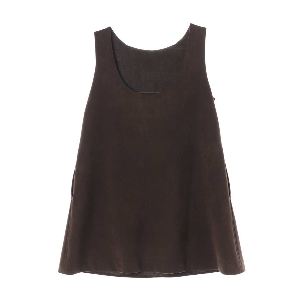 르바 A라인 페이크 스웨이드 슬리브리스 원피스 상세 이미지 2