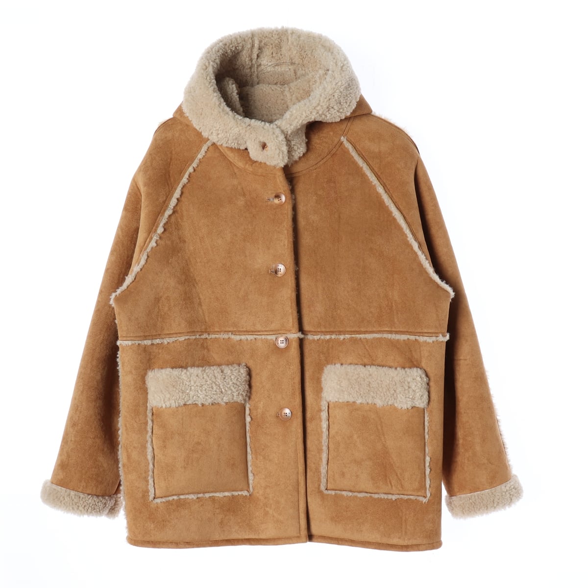 리엘 RE_L 24FW 시어링 리버시블 무스탕 재킷 코트 카라멜 상세 이미지 3