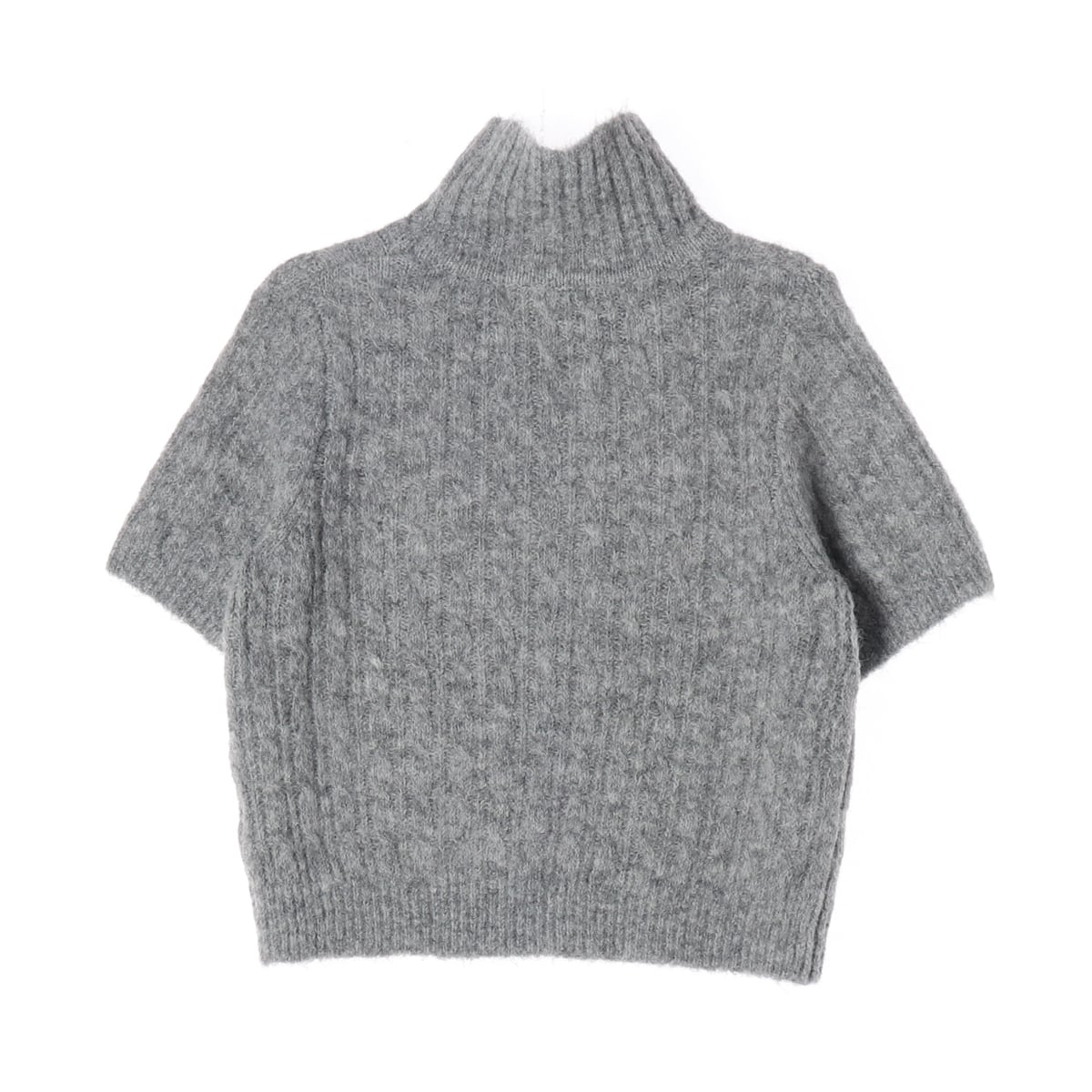 앳코너 25FW 울 블렌드 케이블 터틀넥 숏 슬리브 반팔 니트 그레이 상세 이미지 2