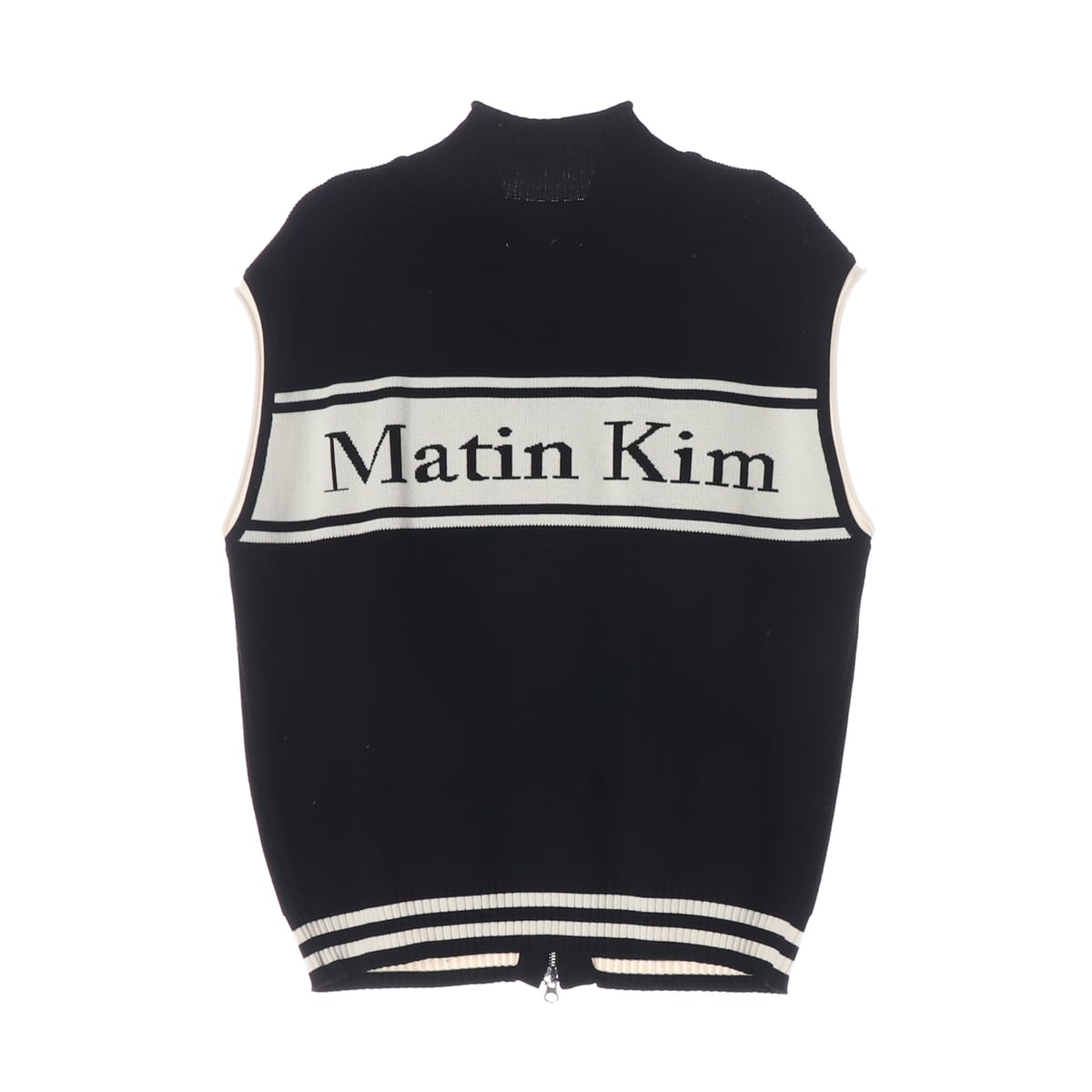 마뗑킴 23FW 스펠 포인트 스트라이프 니트 베스트 집업 조끼 상세 이미지 2