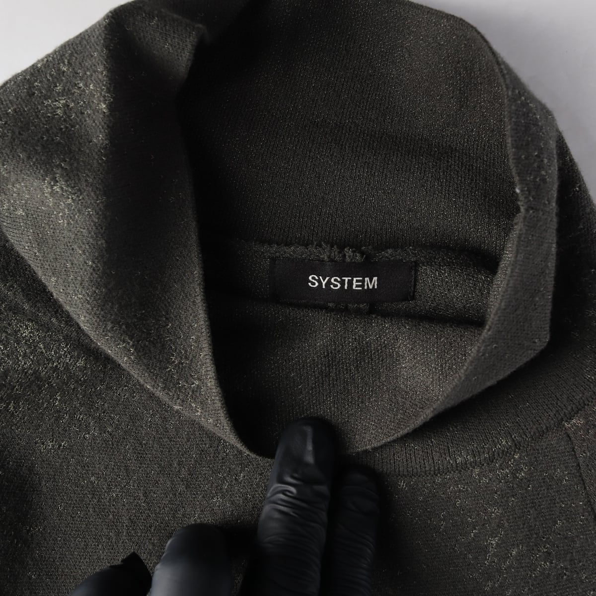시스템 24FW 스트레치 하이넥 반팔 니트 셋업 카키 상세 이미지 3