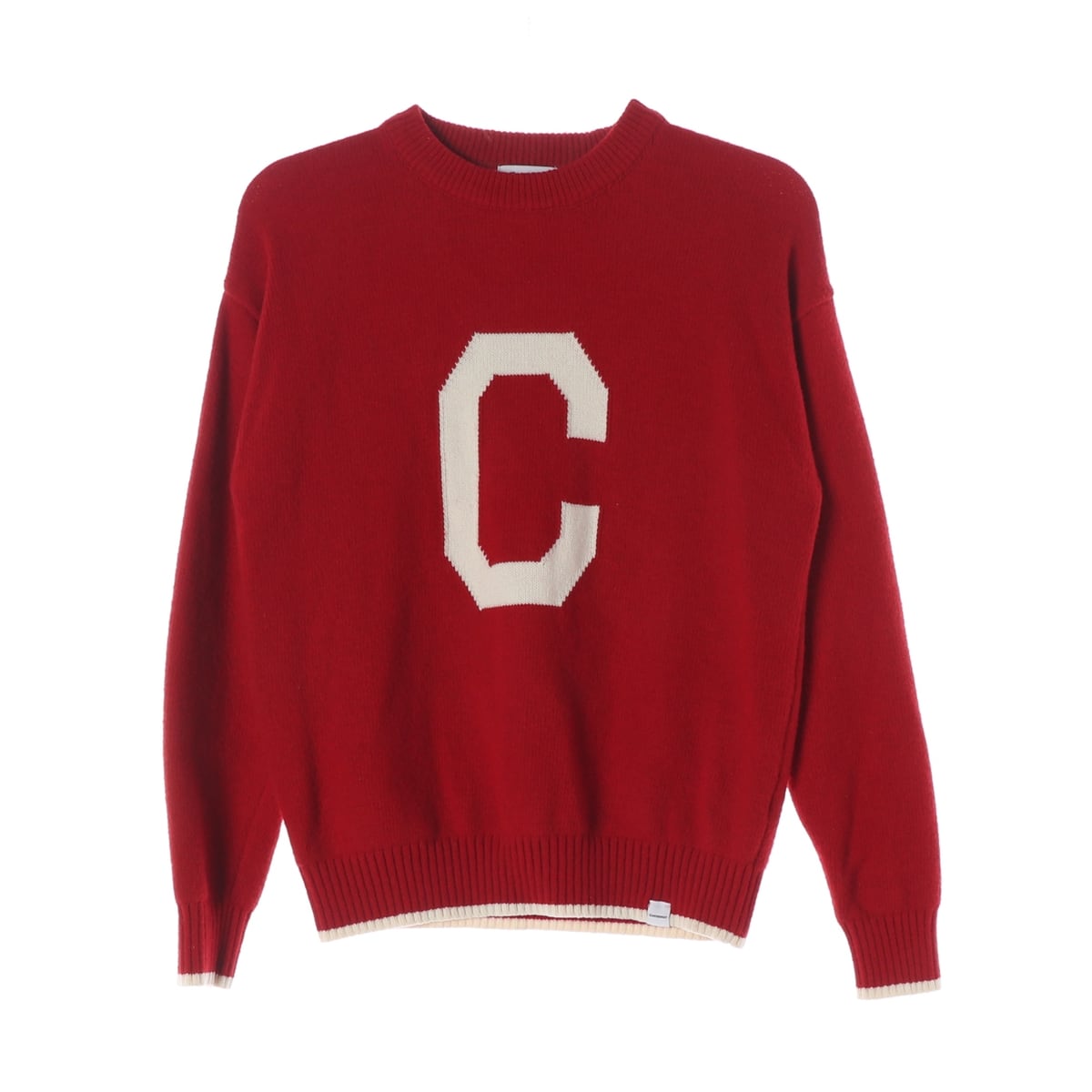 커버낫 22FW 램스울 C 로고 레드 니트 스웨터 상세 이미지 1