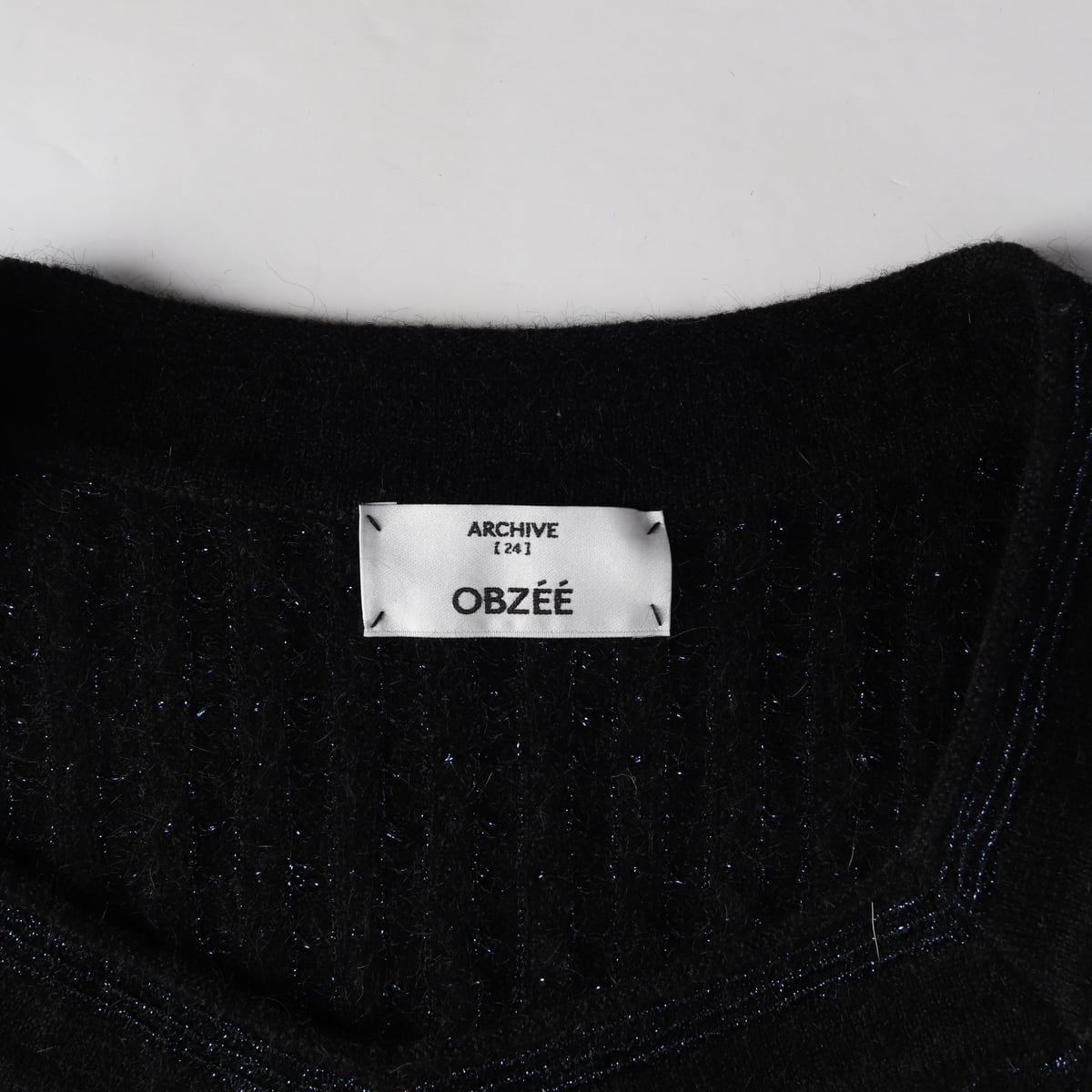 오브제 22FW 모헤어 울 블렌드 트위드 니트 스웨터 네이비 상세 이미지 3