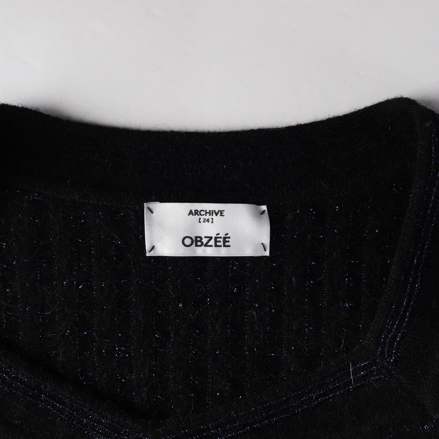 오브제 22FW 모헤어 울 블렌드 트위드 니트 스웨터 네이비 이미지 3