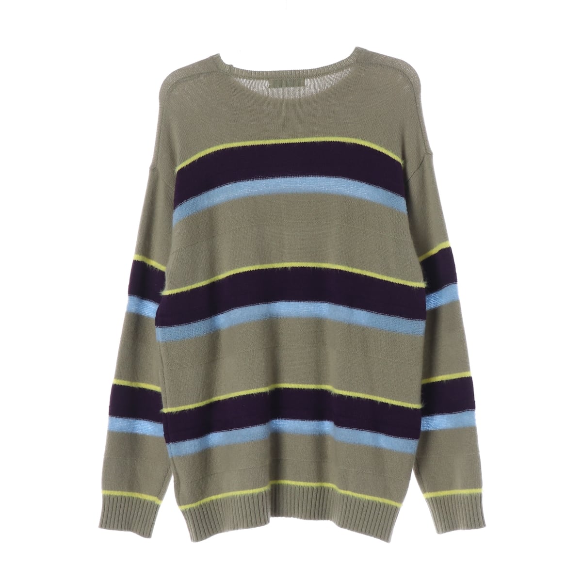 샌드사운드 25FW 울 블렌드 스트라이프 풀오버 스웨터 애플 그린 상세 이미지 2