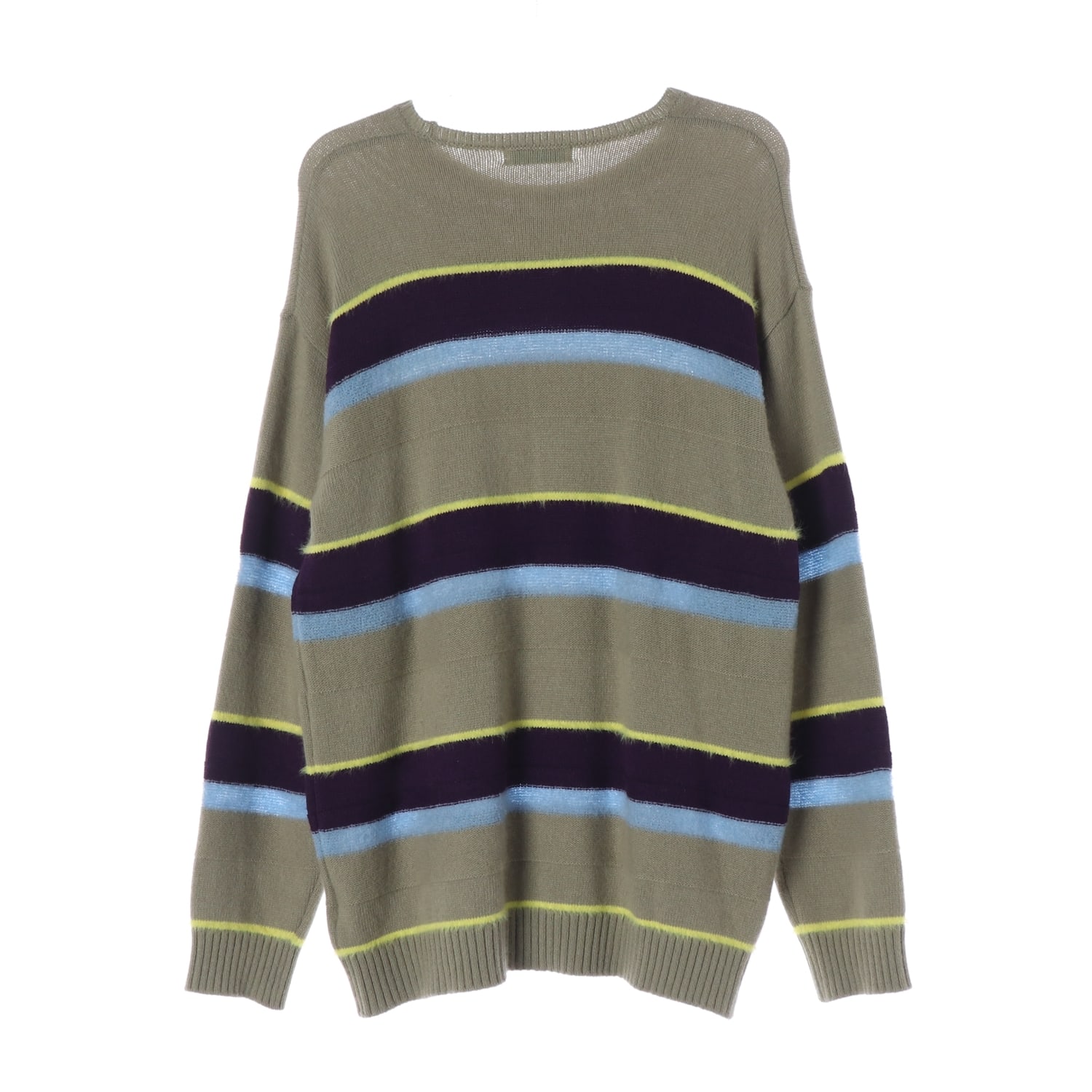 샌드사운드 25FW 울 블렌드 스트라이프 풀오버 스웨터 애플 그린 이미지 2