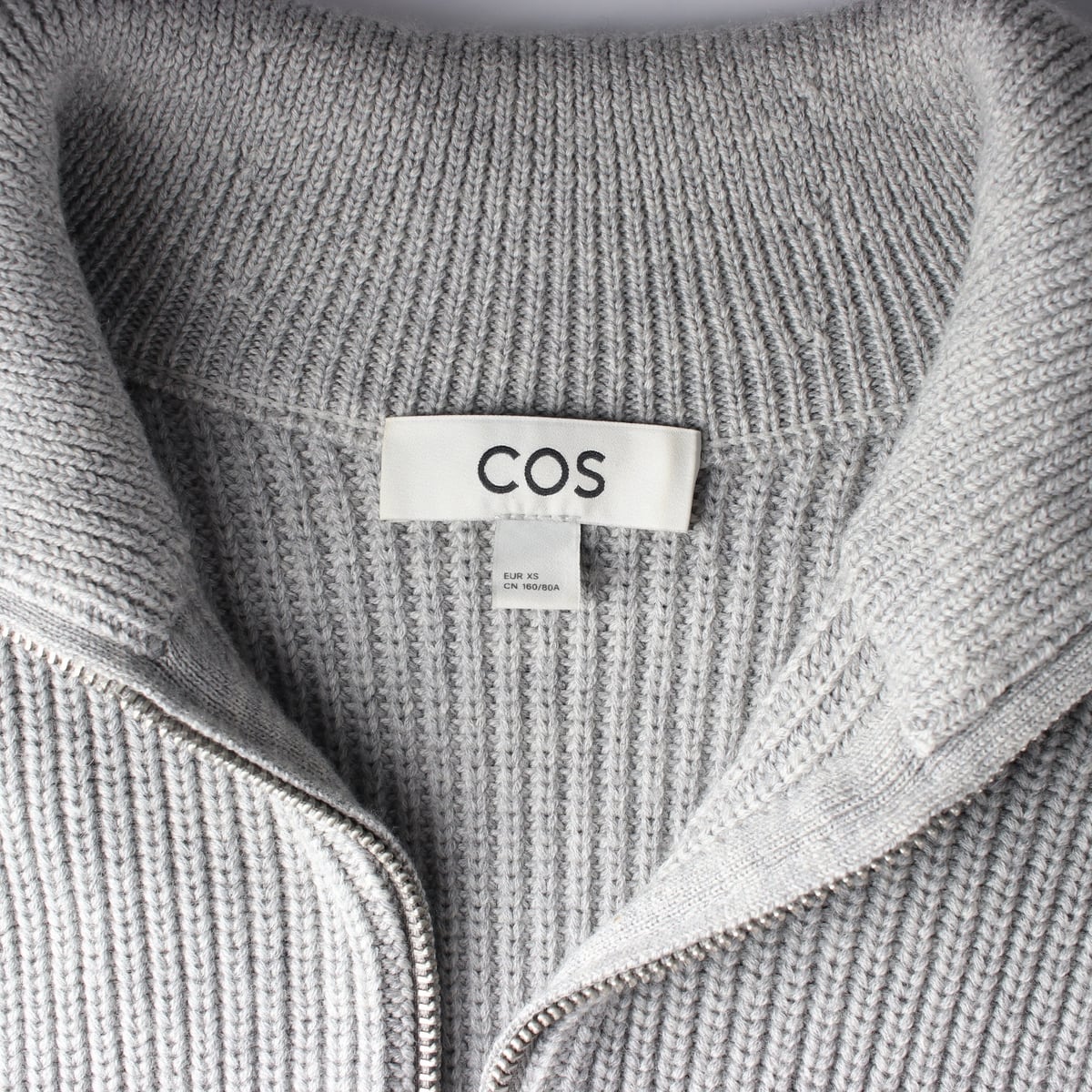코스 22FW 울 블렌드 하프집업 카라 니트 스웨터 그레이  상세 이미지 3