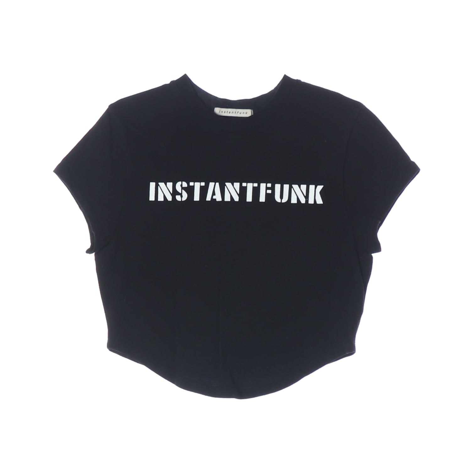 인스턴트펑크 22FW 로고 프린트 크롭 반팔 티셔츠 블랙 이미지 1