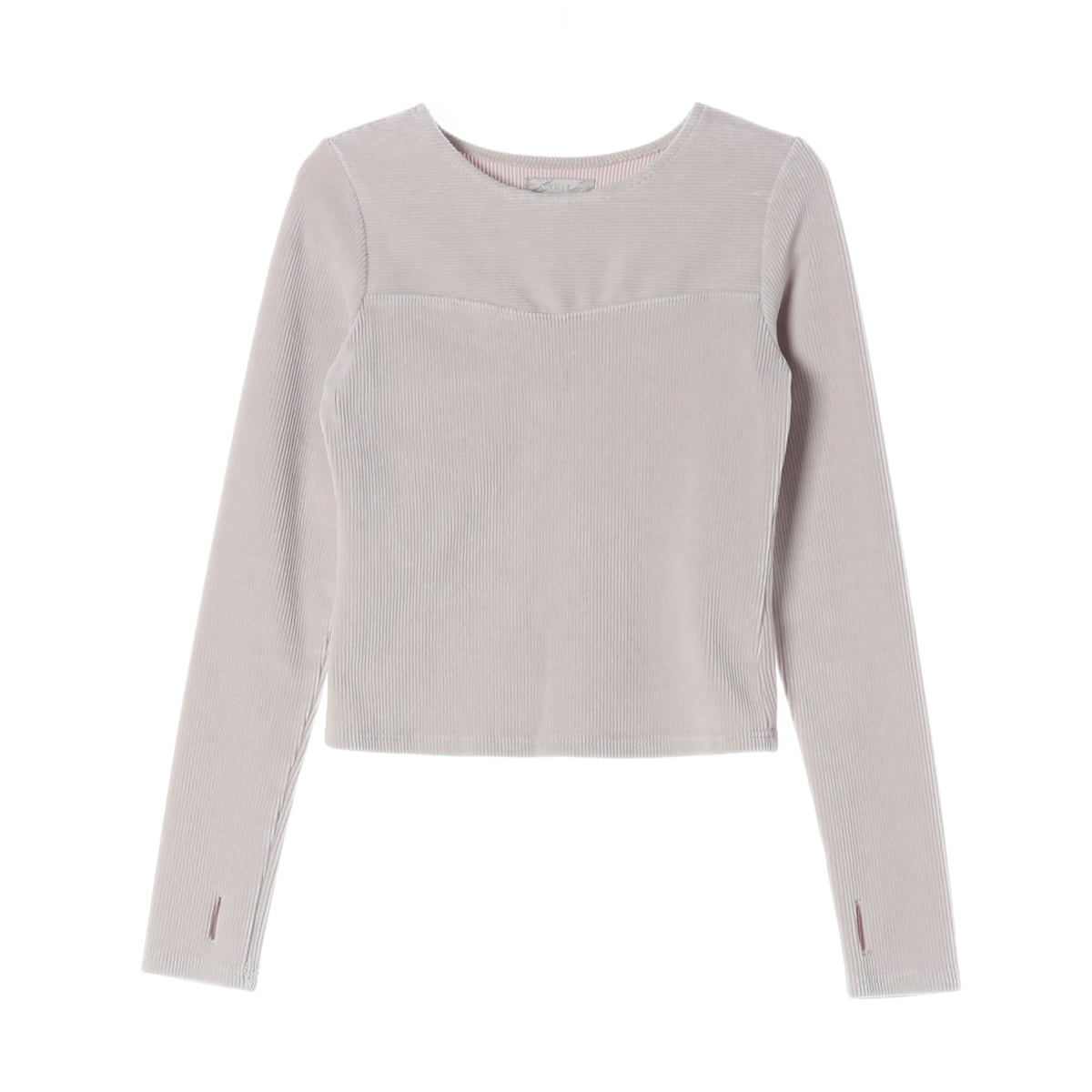 유제 코듀로이 스트라이프 핑거홀 긴팔 티셔츠 상세 이미지 1