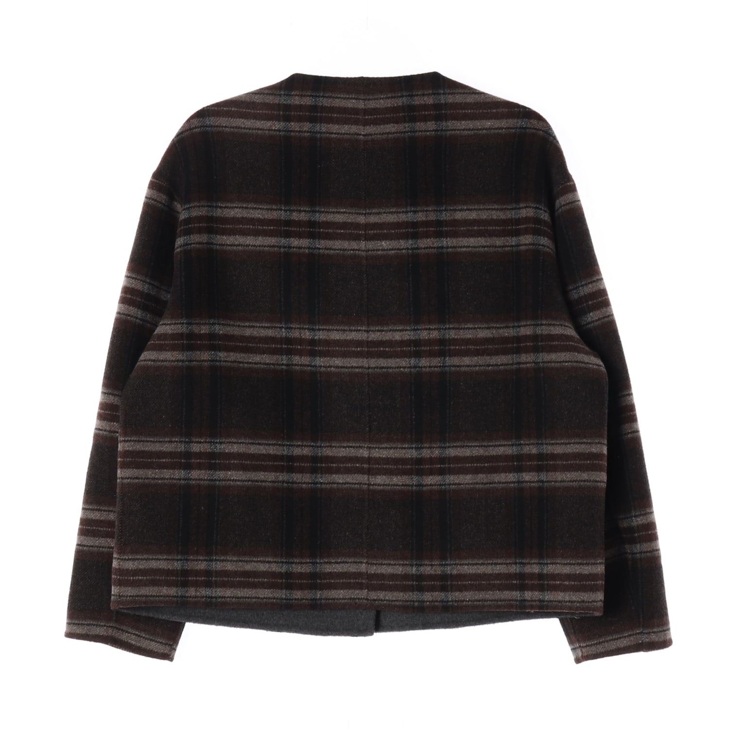 스튜디오 톰보이 체크 패턴 오버핏 울 핸드메이드 숏 코트  이미지 2