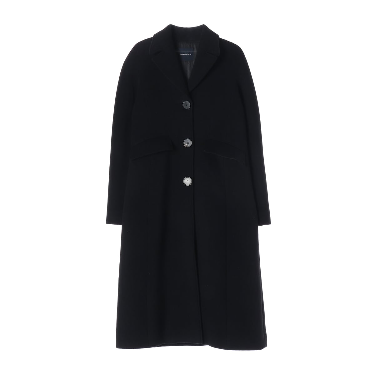 킨더살몬 fine wool shaped 파인 울 쉐이프드 싱글 롱 코트 블랙 상세 이미지 1
