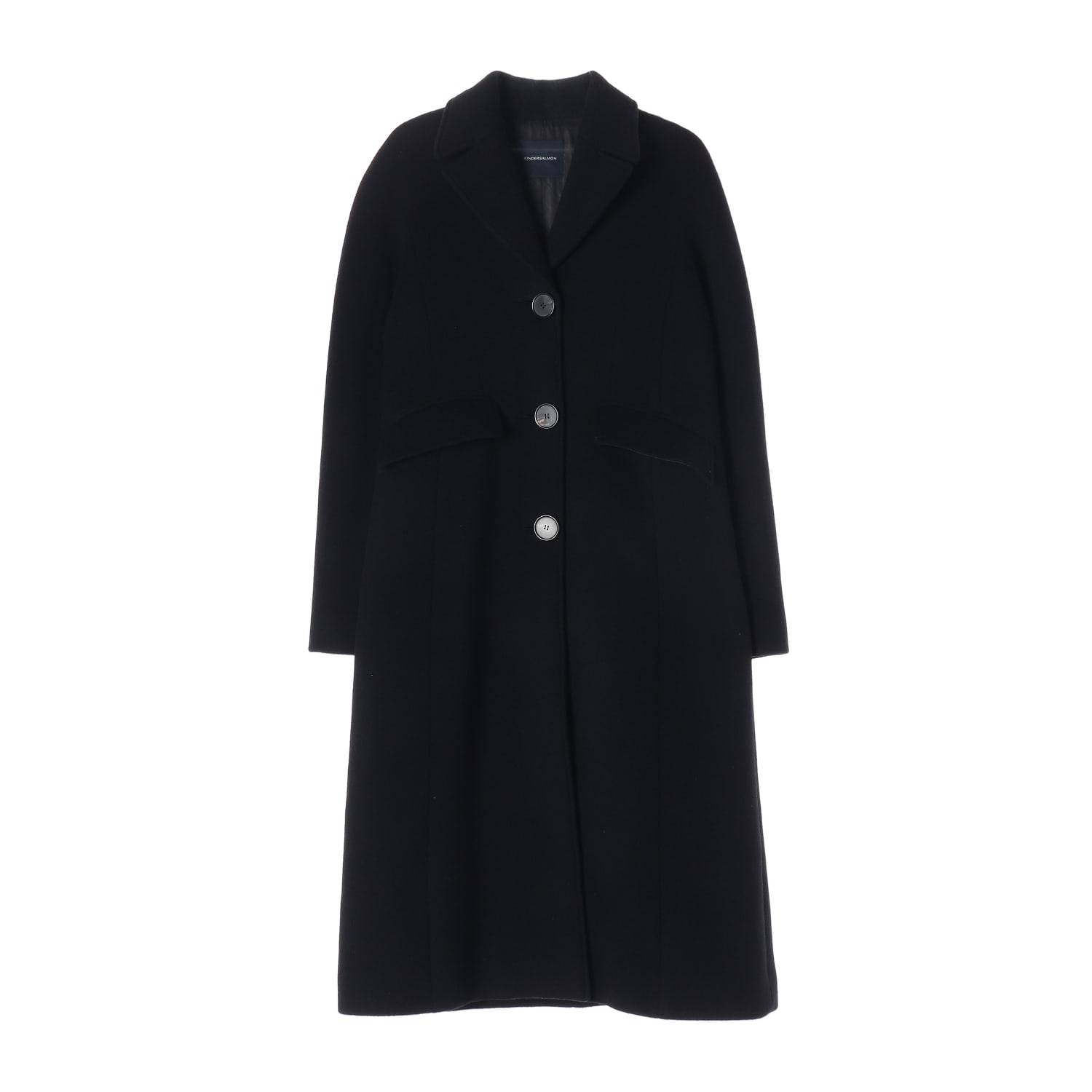 킨더살몬 fine wool shaped 파인 울 쉐이프드 싱글 롱 코트 블랙 이미지 1