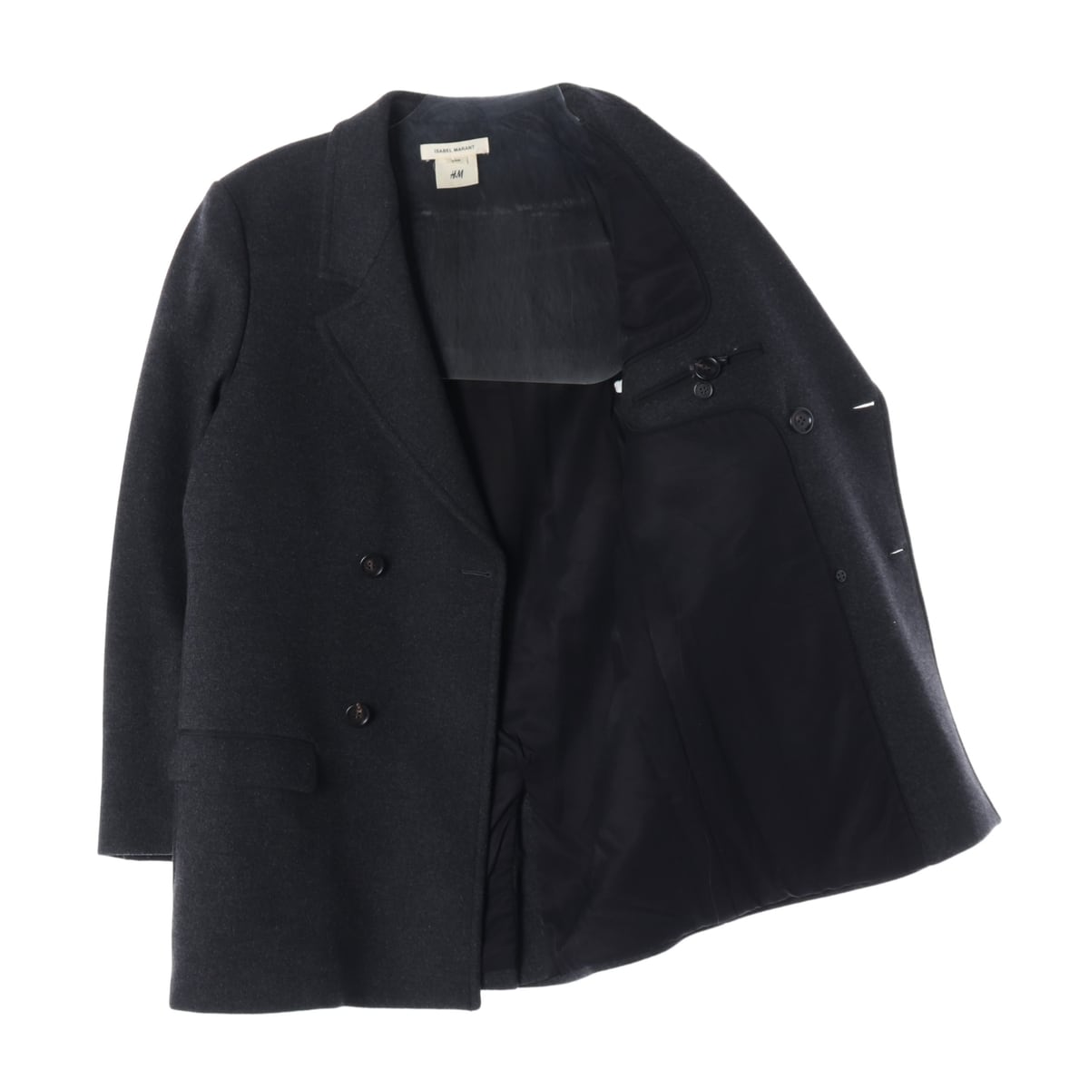 이자벨 마랑 x H&M 울 블렌드 더블 버튼 하프 코트 재킷 상세 이미지 2