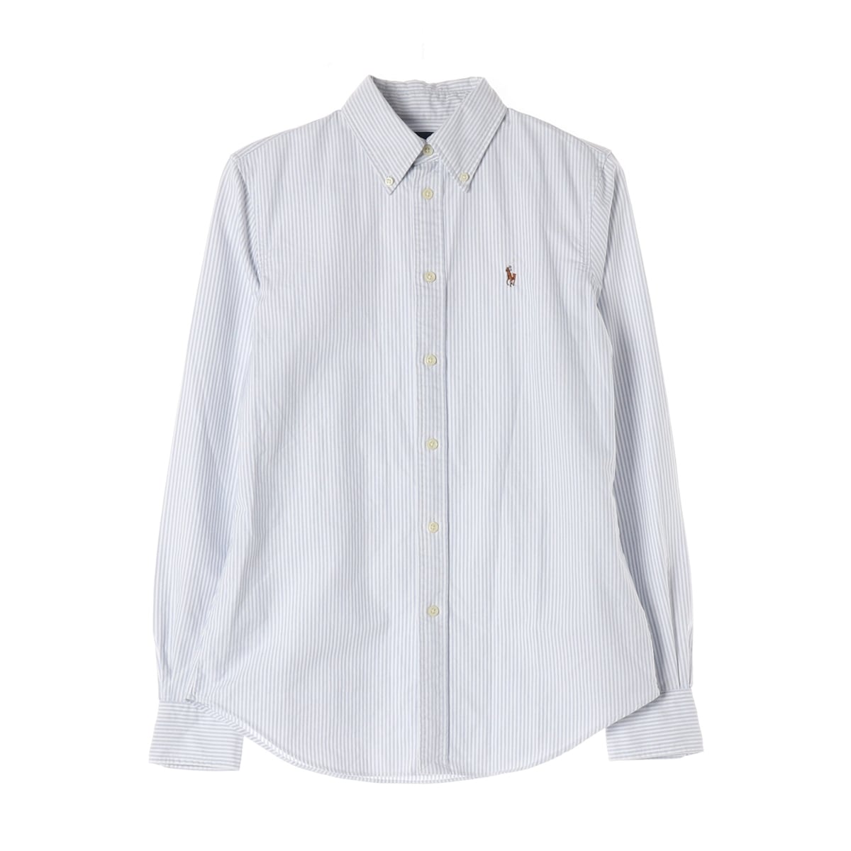 폴로 랄프 로렌 CUSTOM FIT 스트라이프 로고 자수 면 긴팔 셔츠 상세 이미지 1