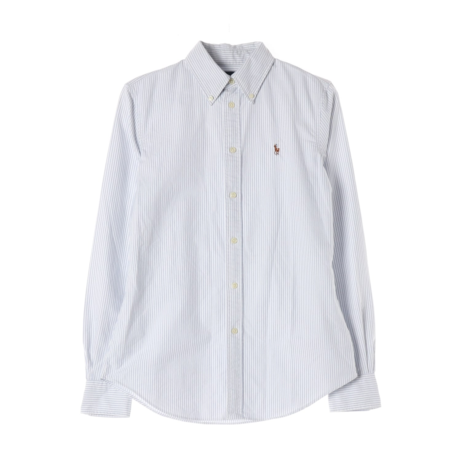 폴로 랄프 로렌 CUSTOM FIT 스트라이프 로고 자수 면 긴팔 셔츠 이미지 1