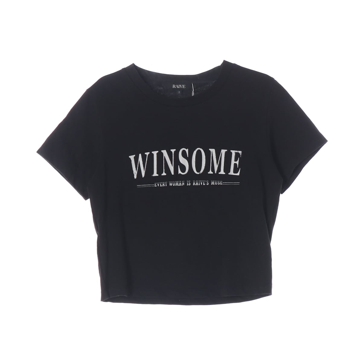 (새상품) 레이브 WINSOME 레터링 크롭 반팔 티셔츠 상세 이미지 1