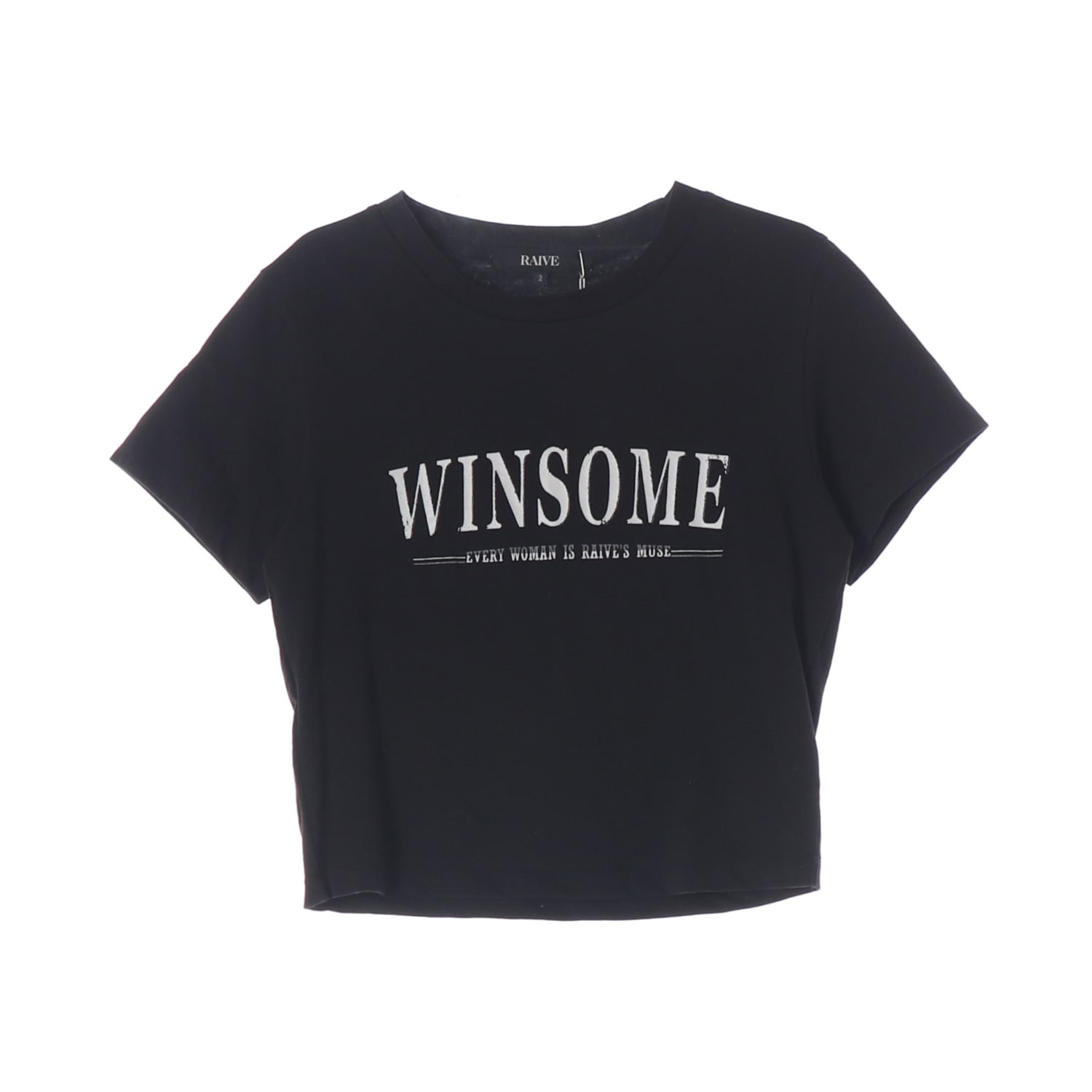 (새상품) 레이브 WINSOME 레터링 크롭 반팔 티셔츠 이미지 1