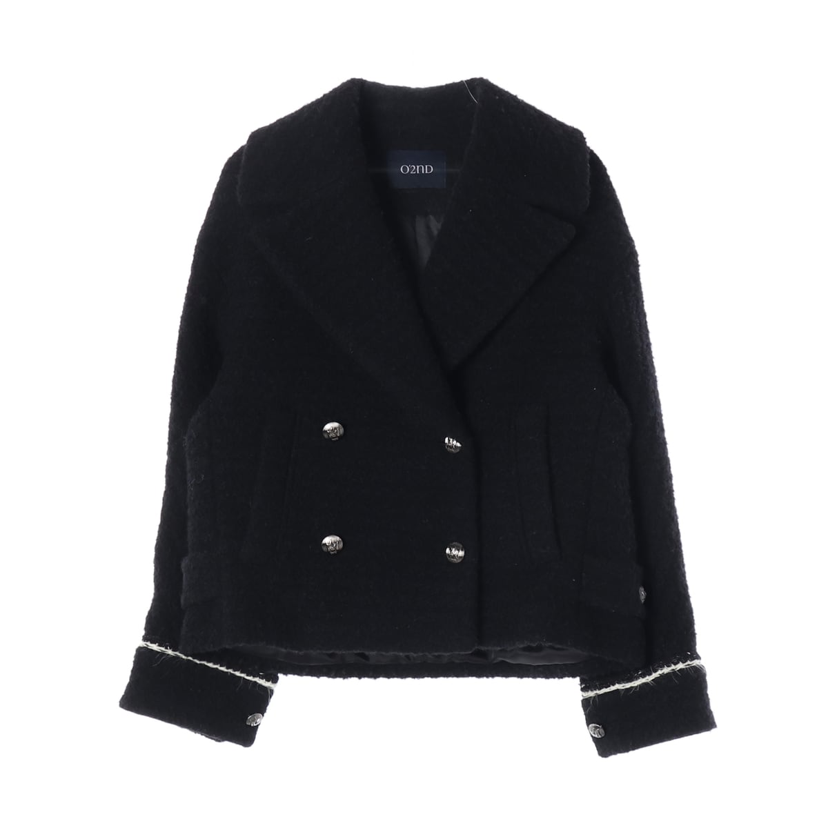 오즈세컨 23FW 알파카 블렌드 부클 더블 버튼 숏 코트 상세 이미지 1