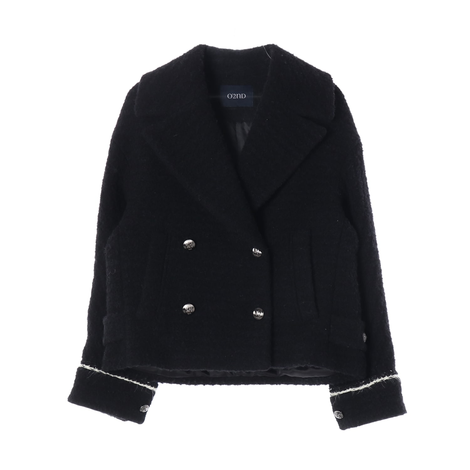 오즈세컨 23FW 알파카 블렌드 부클 더블 버튼 숏 코트 이미지 1