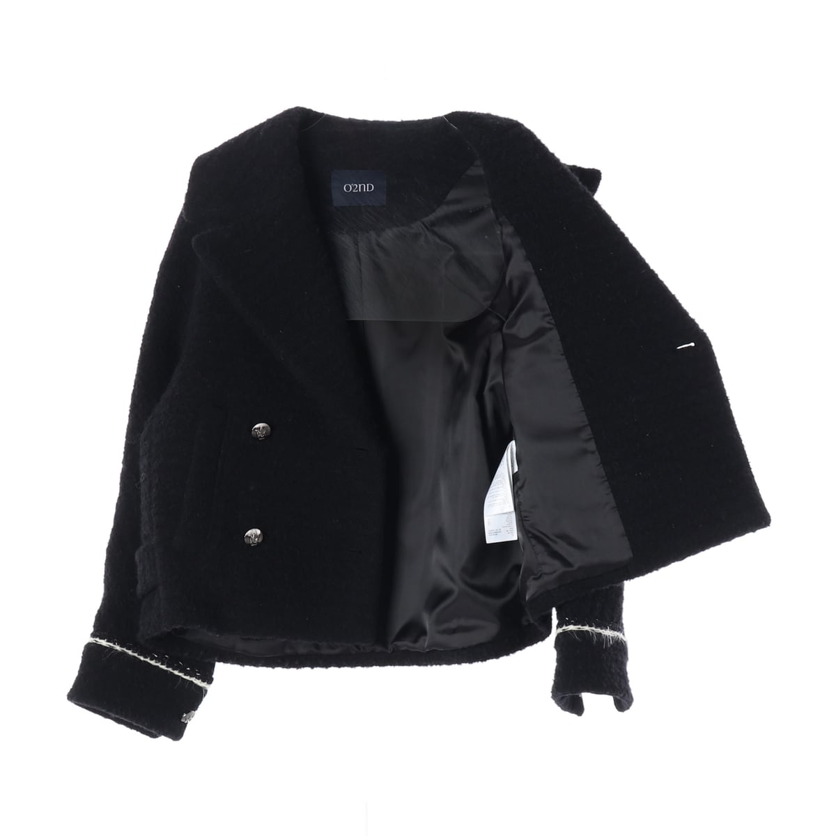오즈세컨 23FW 알파카 블렌드 부클 더블 버튼 숏 코트 상세 이미지 2