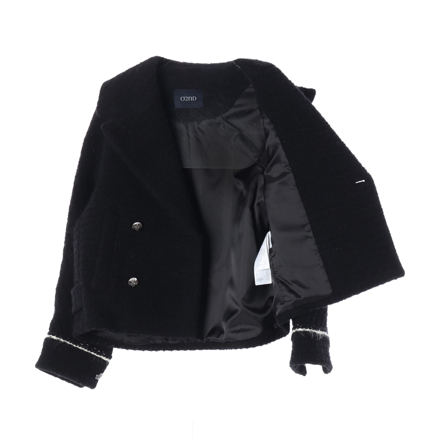 오즈세컨 23FW 알파카 블렌드 부클 더블 버튼 숏 코트 이미지 2