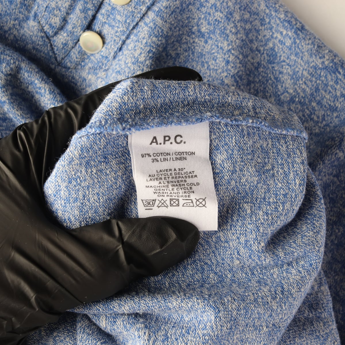 아페쎄 APC 코튼 린넨 블렌드 헨리넥 반팔 티셔츠 상세 이미지 4