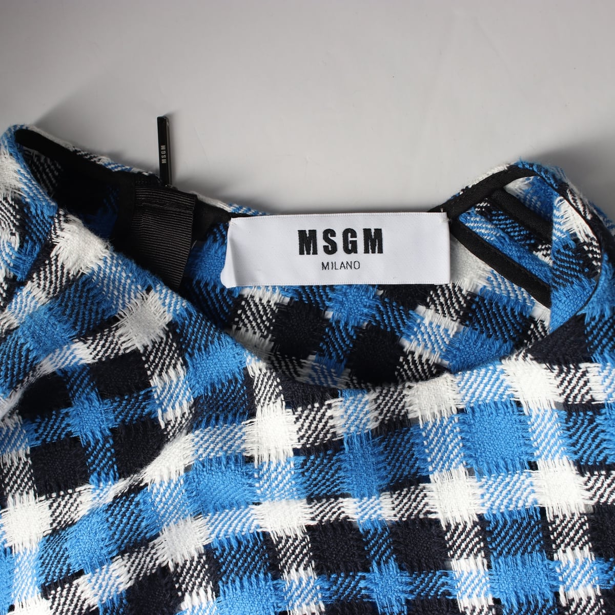 엠에스지엠 MSGM 체크 패턴 프린지 원피스 블루 상세 이미지 3