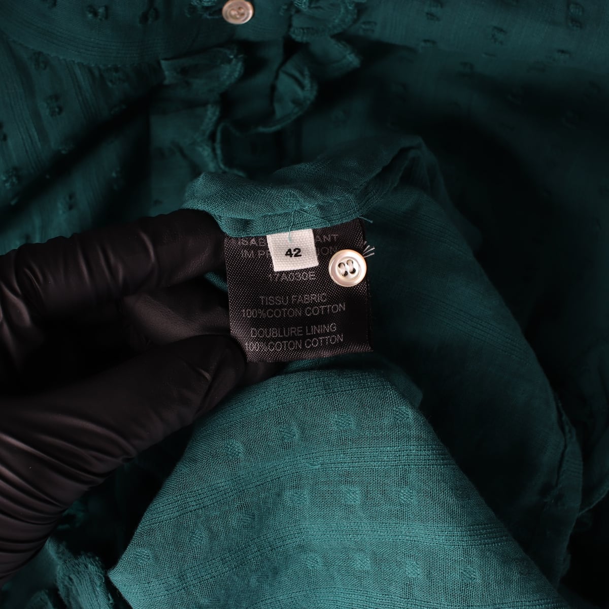 이자벨마랑 러플 디테일 코튼 블라우스 그린 셋업 상세 이미지 4