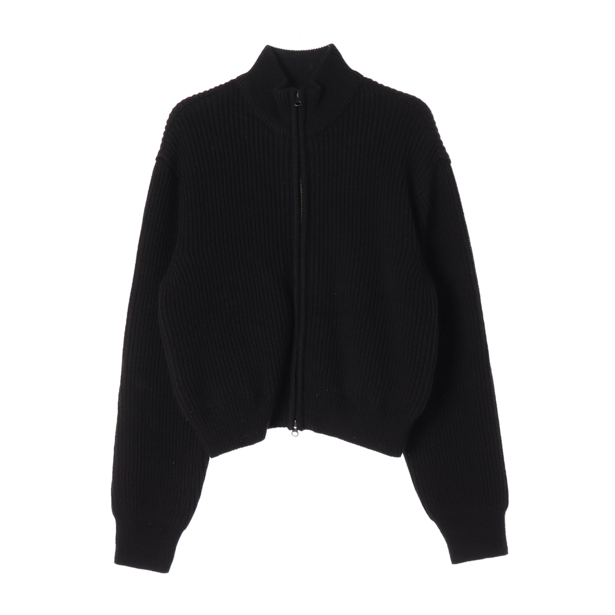 아모멘토 24FW 울 블렌드 모크넥 2WAY 집업 니트 크롭 블루종 가디건 상세 이미지 1