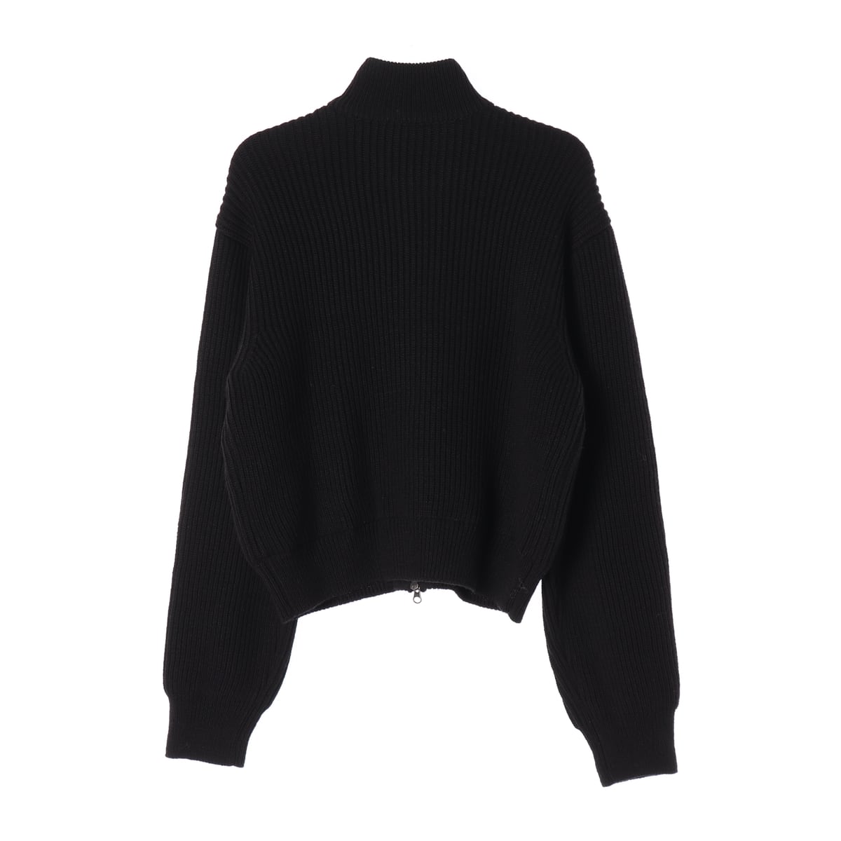 아모멘토 24FW 울 블렌드 모크넥 2WAY 집업 니트 크롭 블루종 가디건 상세 이미지 3