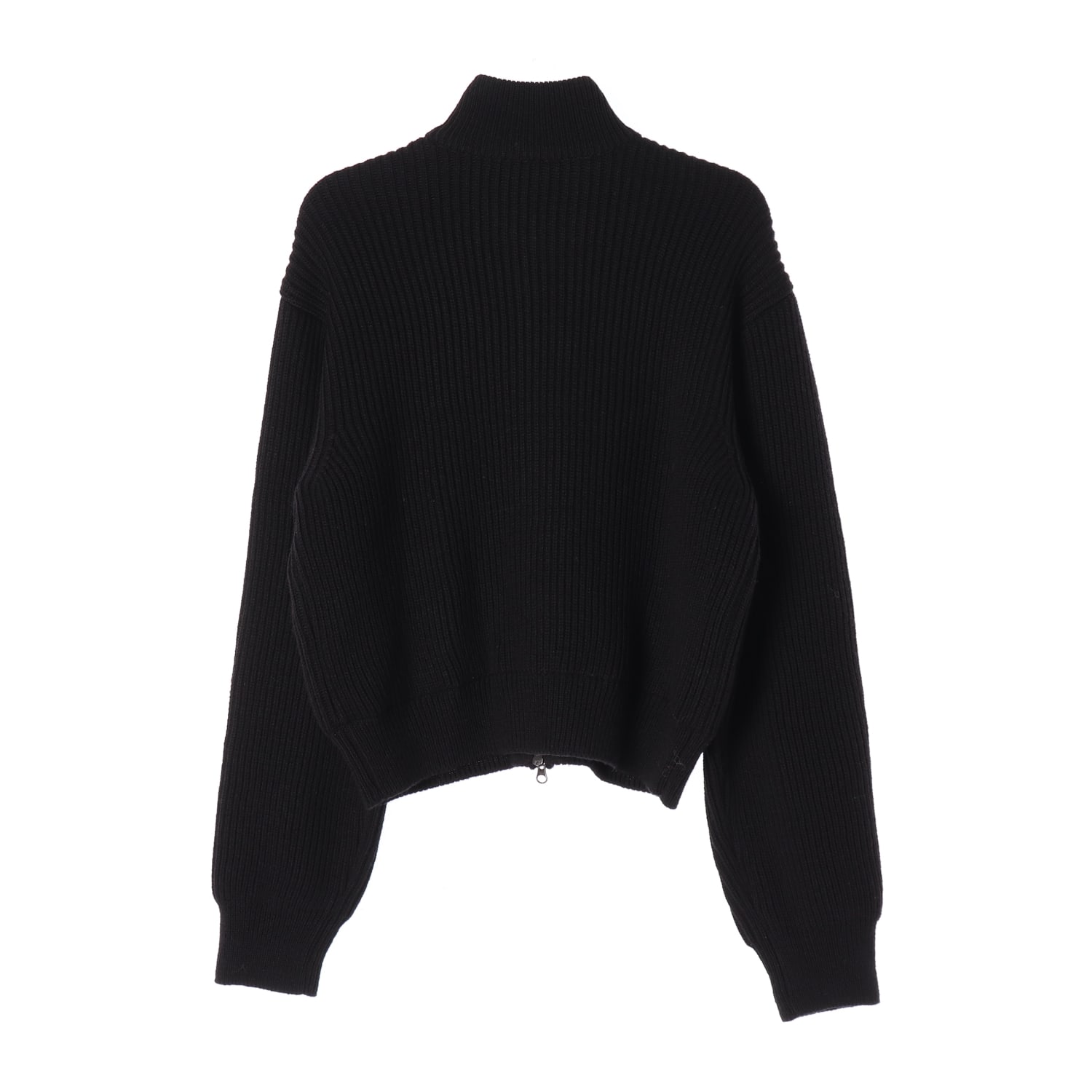 아모멘토 24FW 울 블렌드 모크넥 2WAY 집업 니트 크롭 블루종 가디건 이미지 3