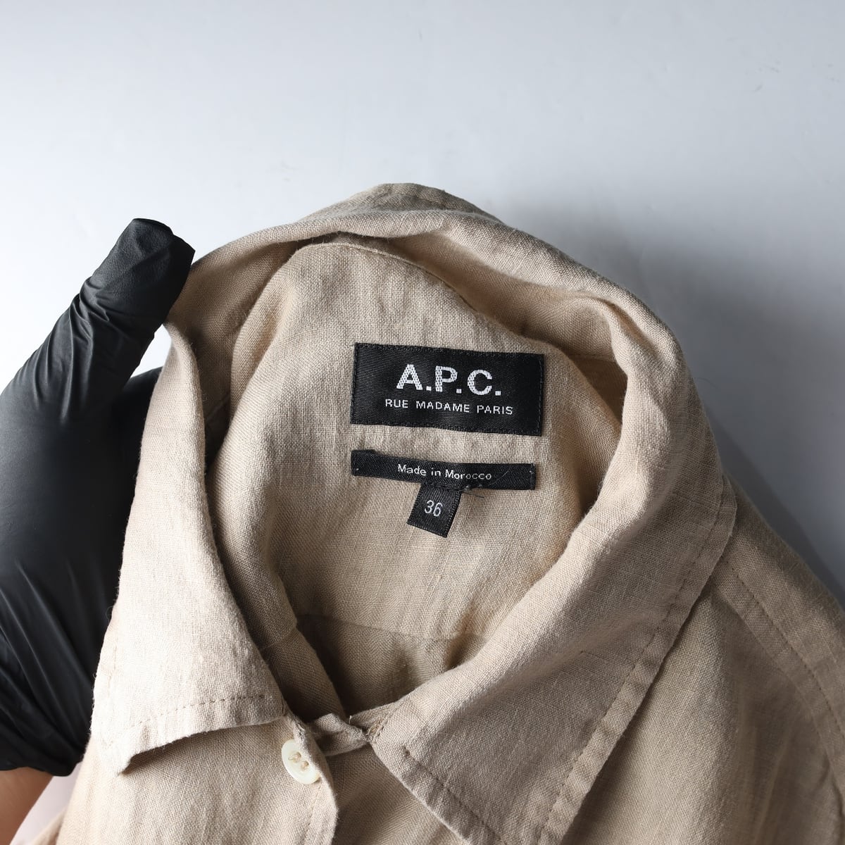 아페쎄 apc 24SS 린넨 100% 반팔 셔츠 베이지 상세 이미지 3