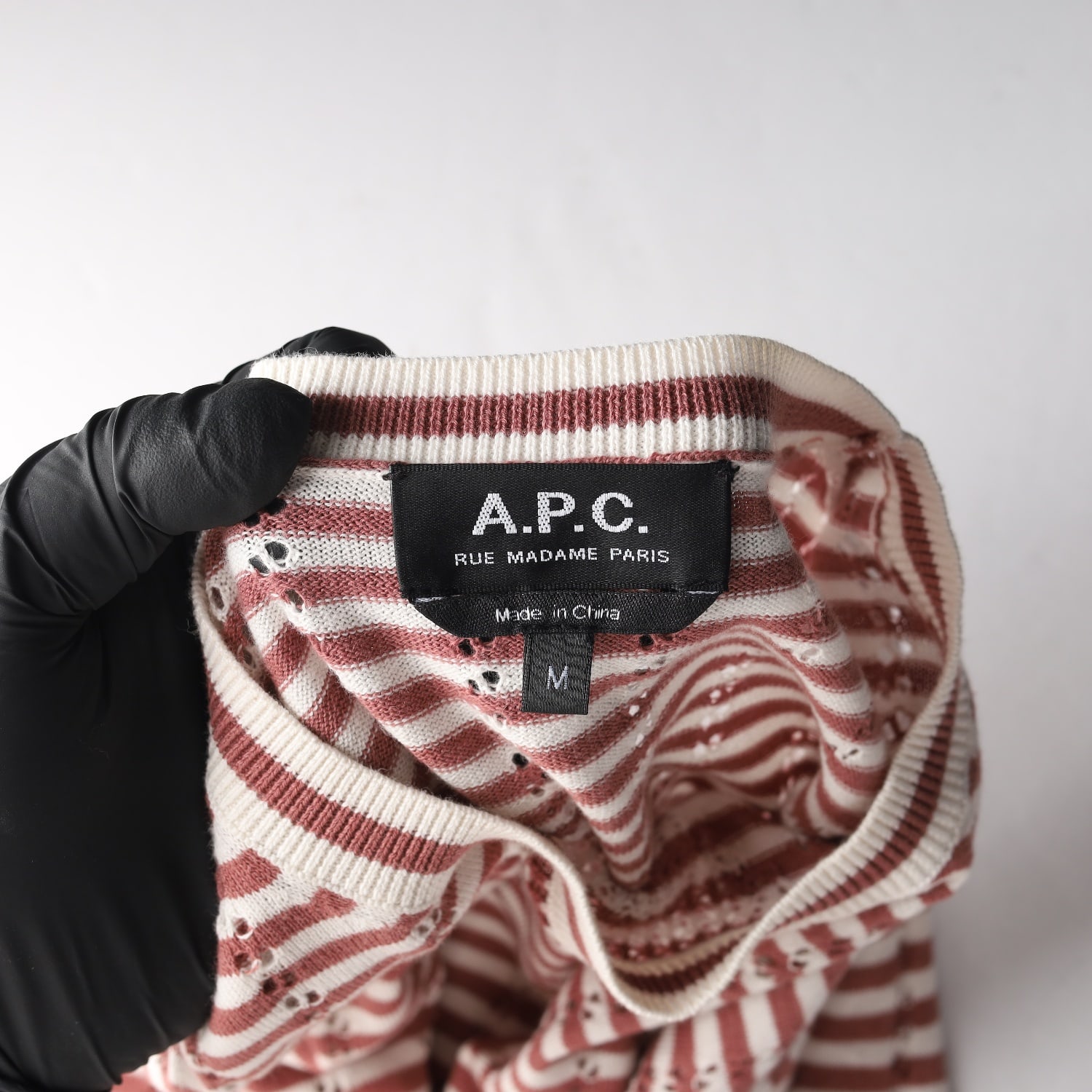 아페쎄 APC 스트라이프 코튼 실크 캐시미어 라운드 니트 스웨터 이미지 3