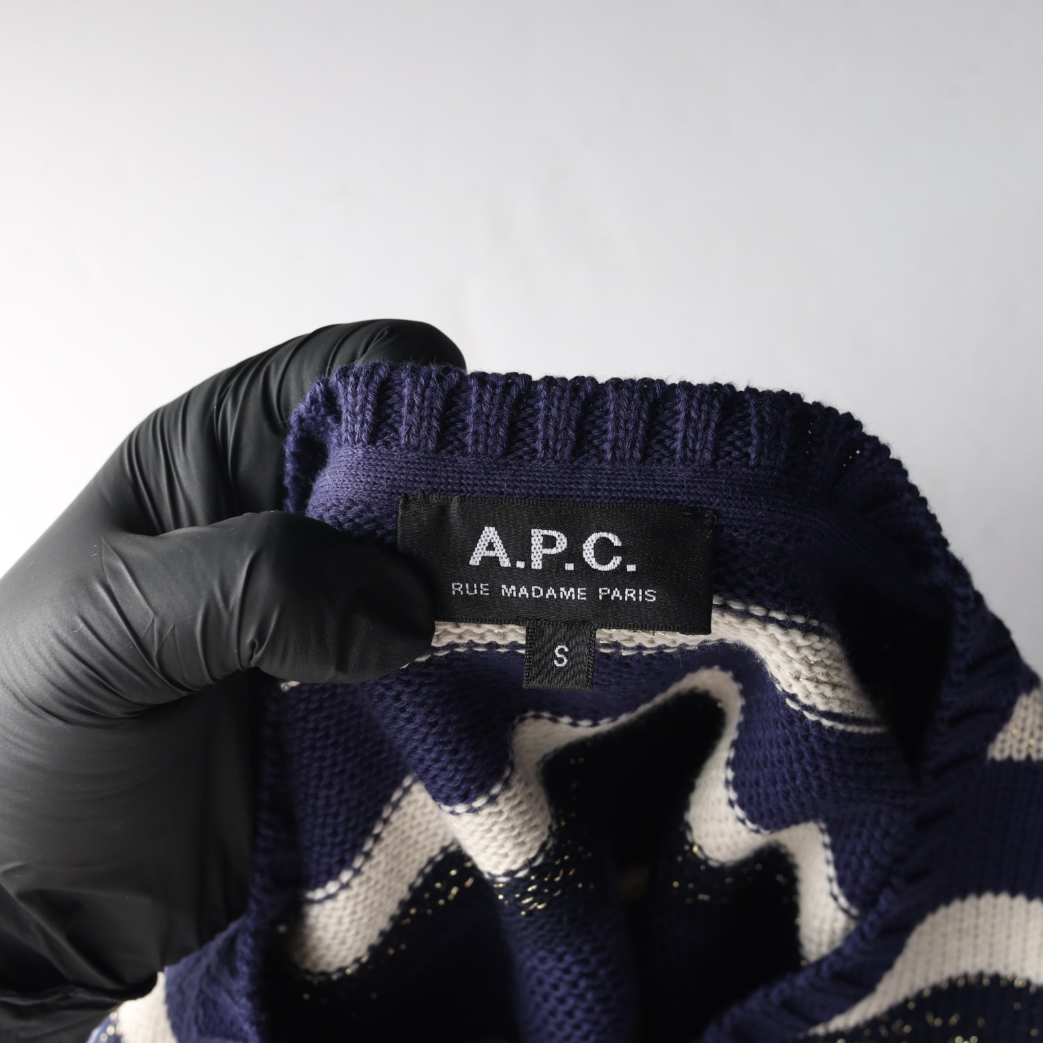 아페쎄 APC 스트라이프 코튼 니트 스웨터 네이비 이미지 3