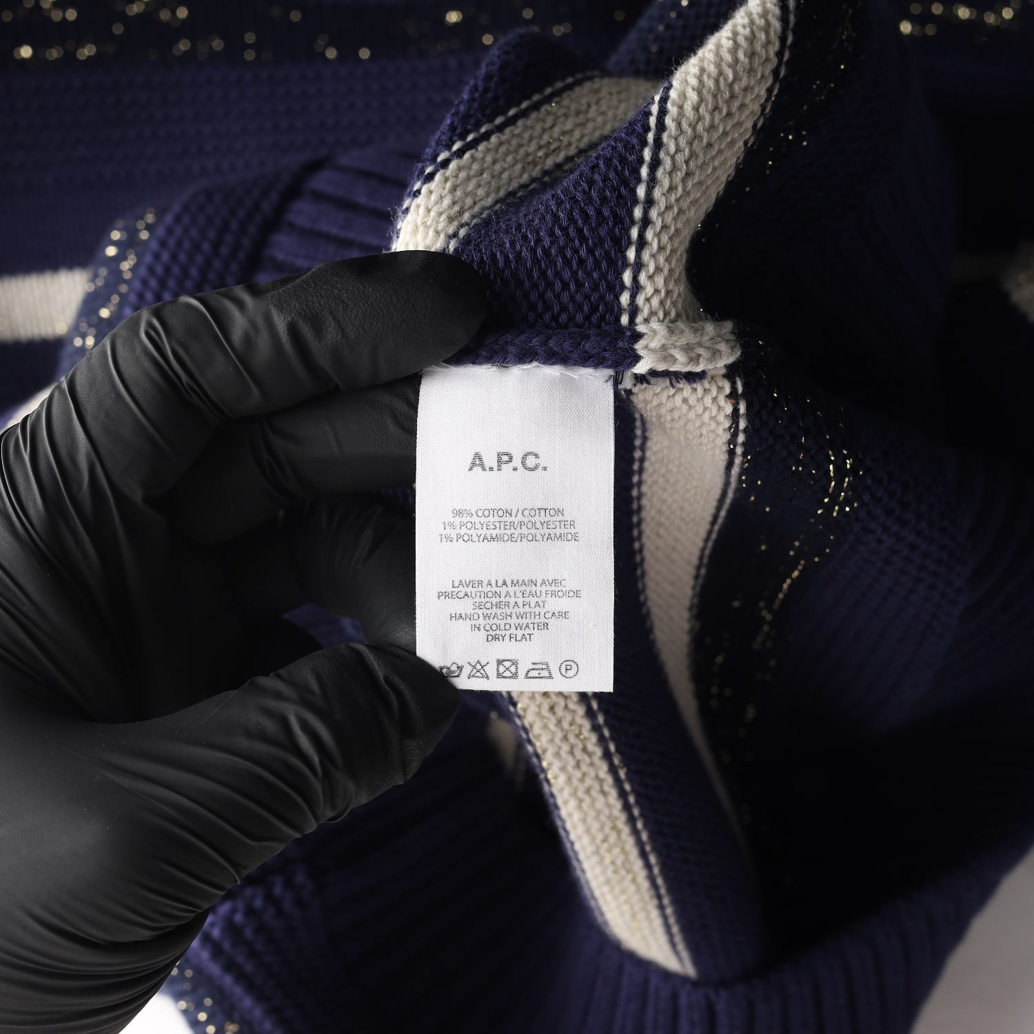 아페쎄 APC 스트라이프 코튼 니트 스웨터 네이비 이미지 4